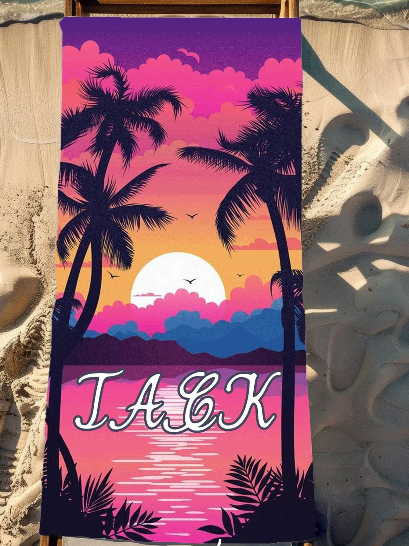 Personalized Tropical Pattern Beach Towel