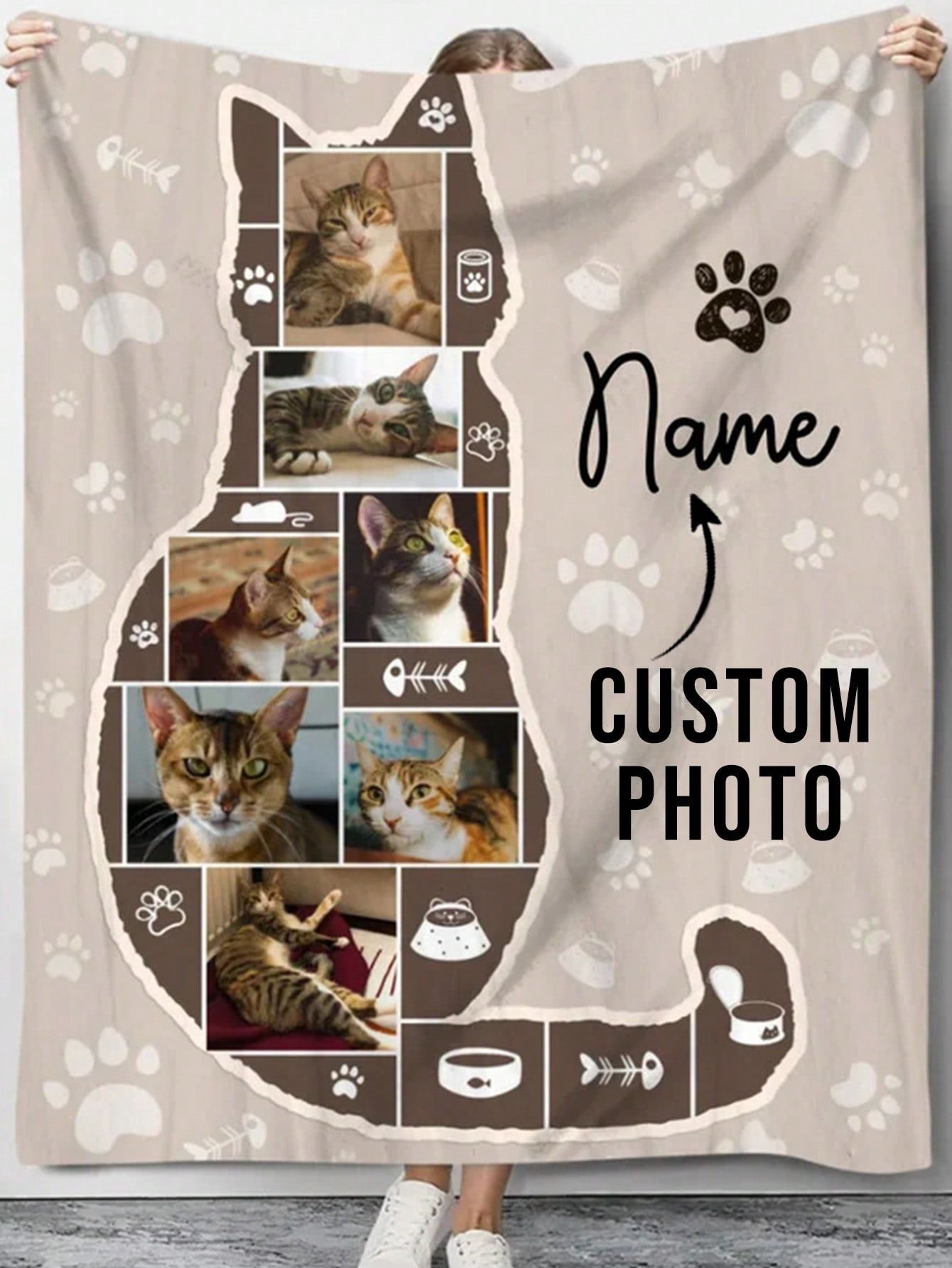 Personalized Photo Text Flannel Blanket
