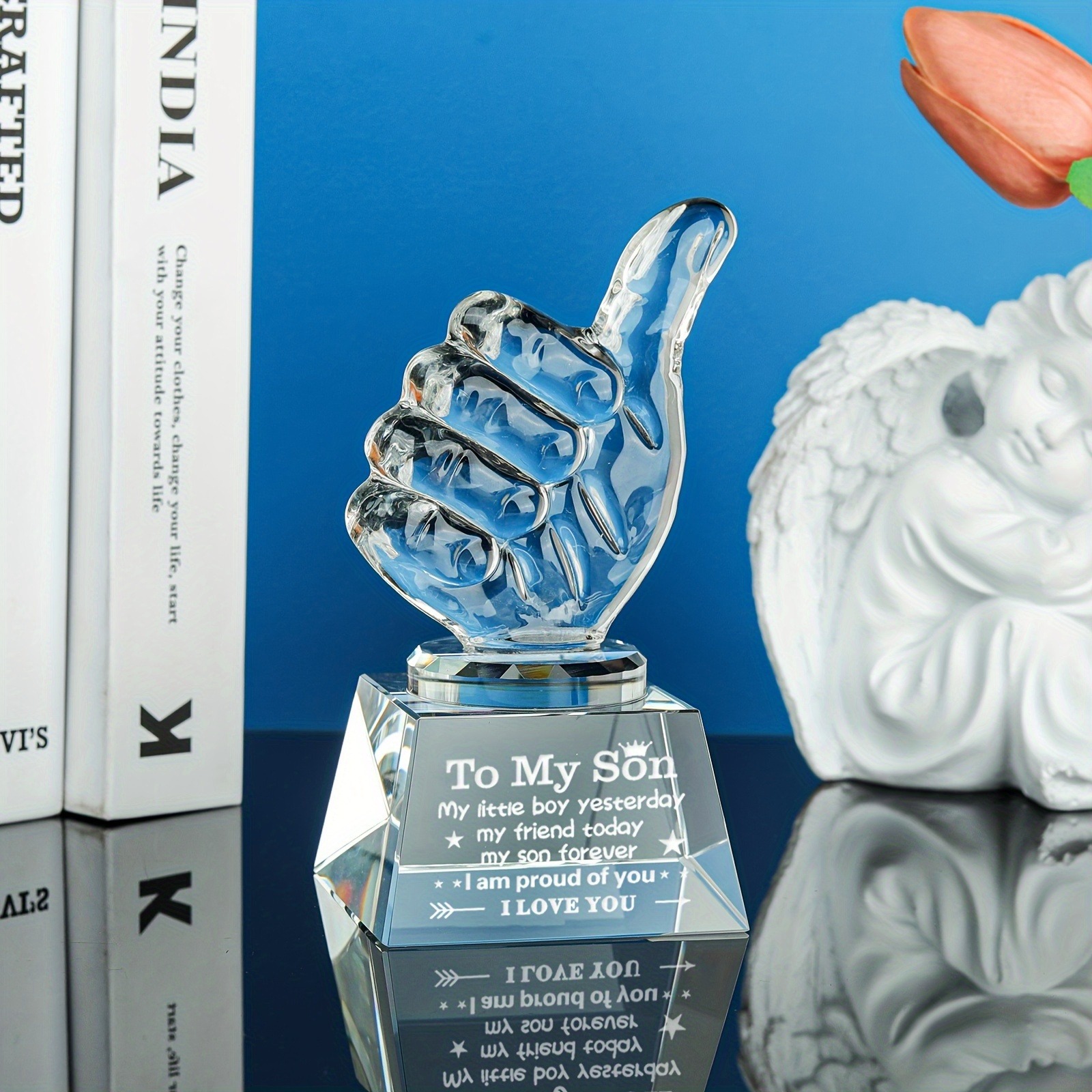 Crystal Thumbs-Up Trophy – Personalized Appreciation Award
