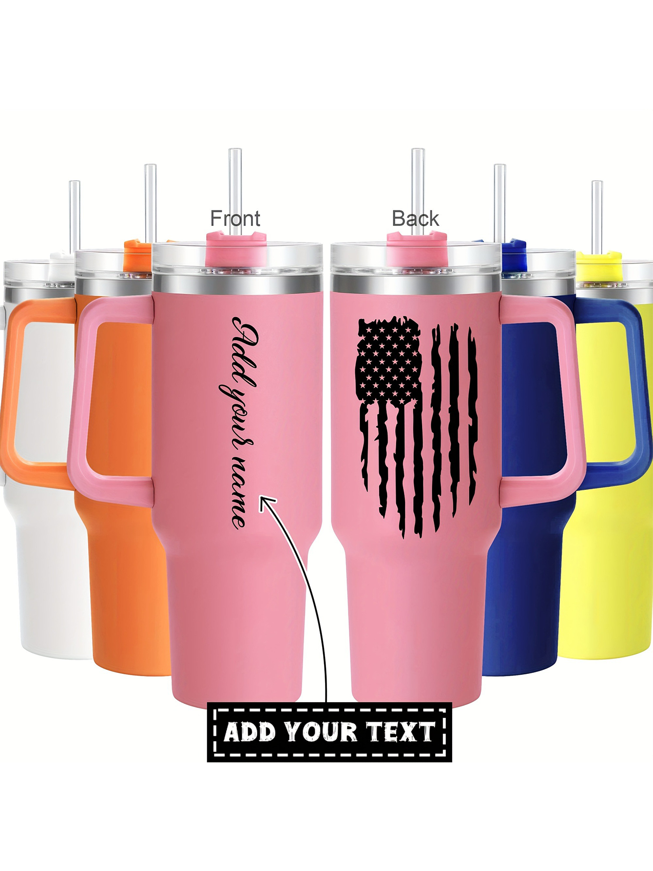 Custom Pink Insulated Travel Mug with Handle