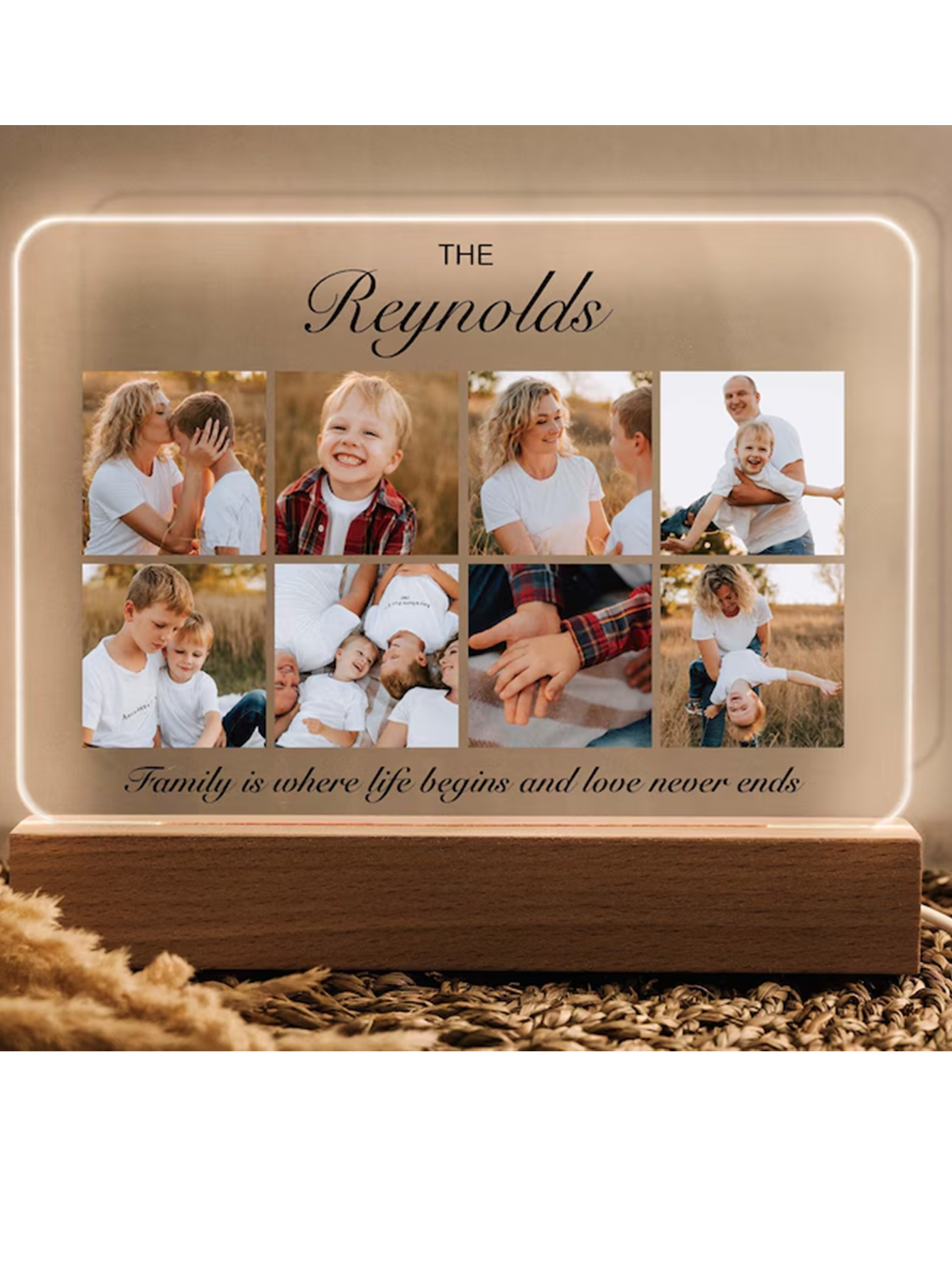 Custom Photo Collage Night Light Couples Gift, Personalized Photo Gifts for Families, Home Decor Wedding Decor Best Friend Gifts for Her Him