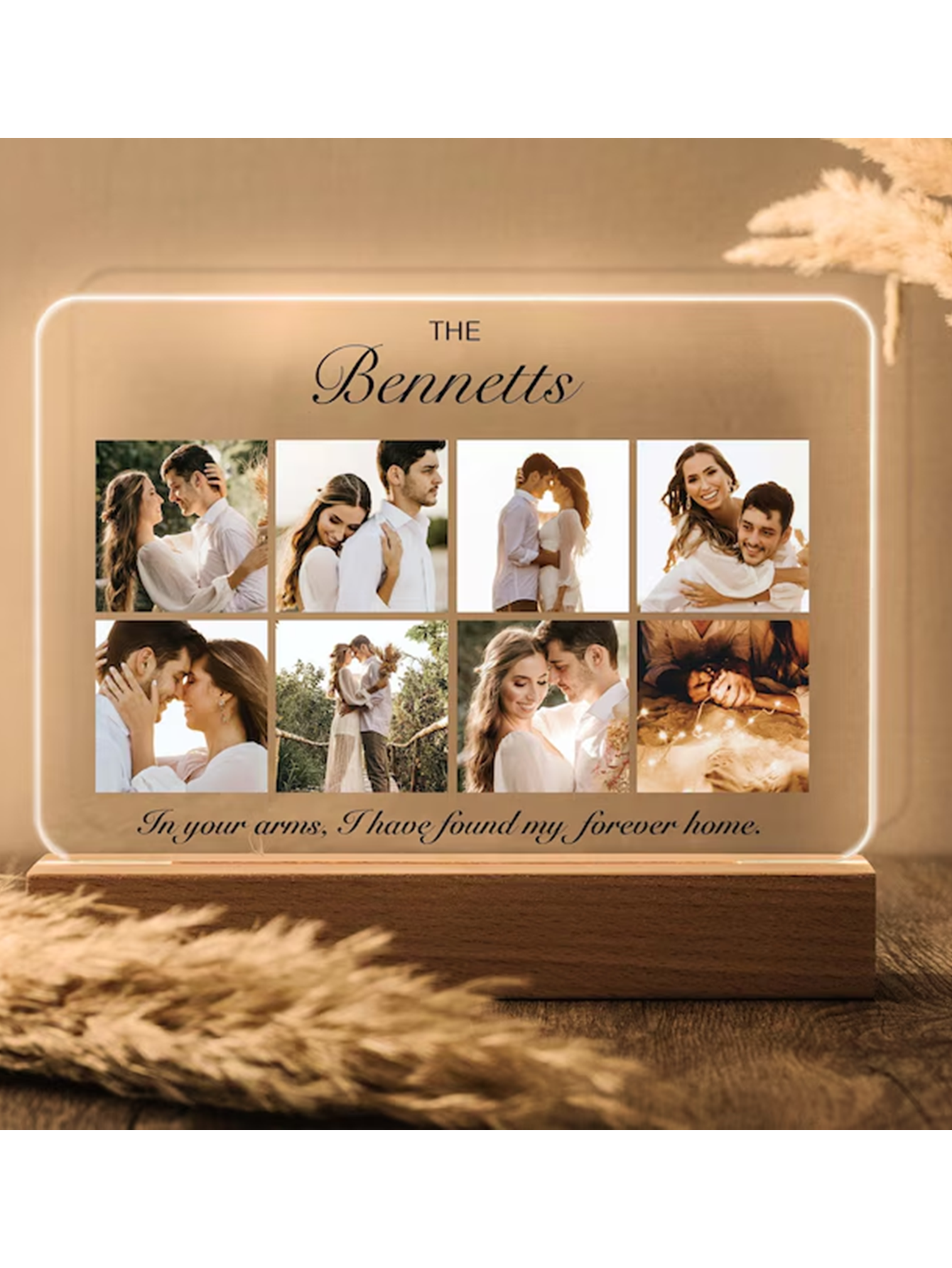 Custom Photo Collage Night Light Couples Gift, Personalized Photo Gifts for Families, Home Decor Wedding Decor Best Friend Gifts for Her Him