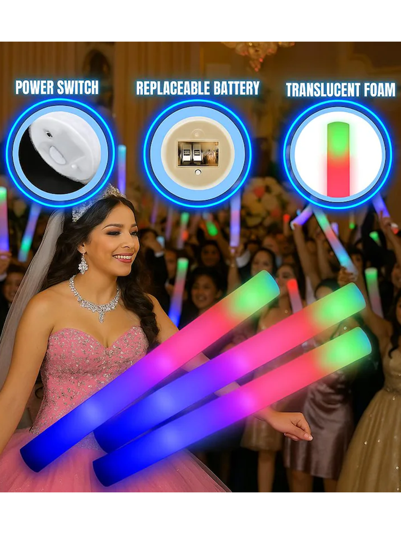 Personalized LED Foam Glow Sticks