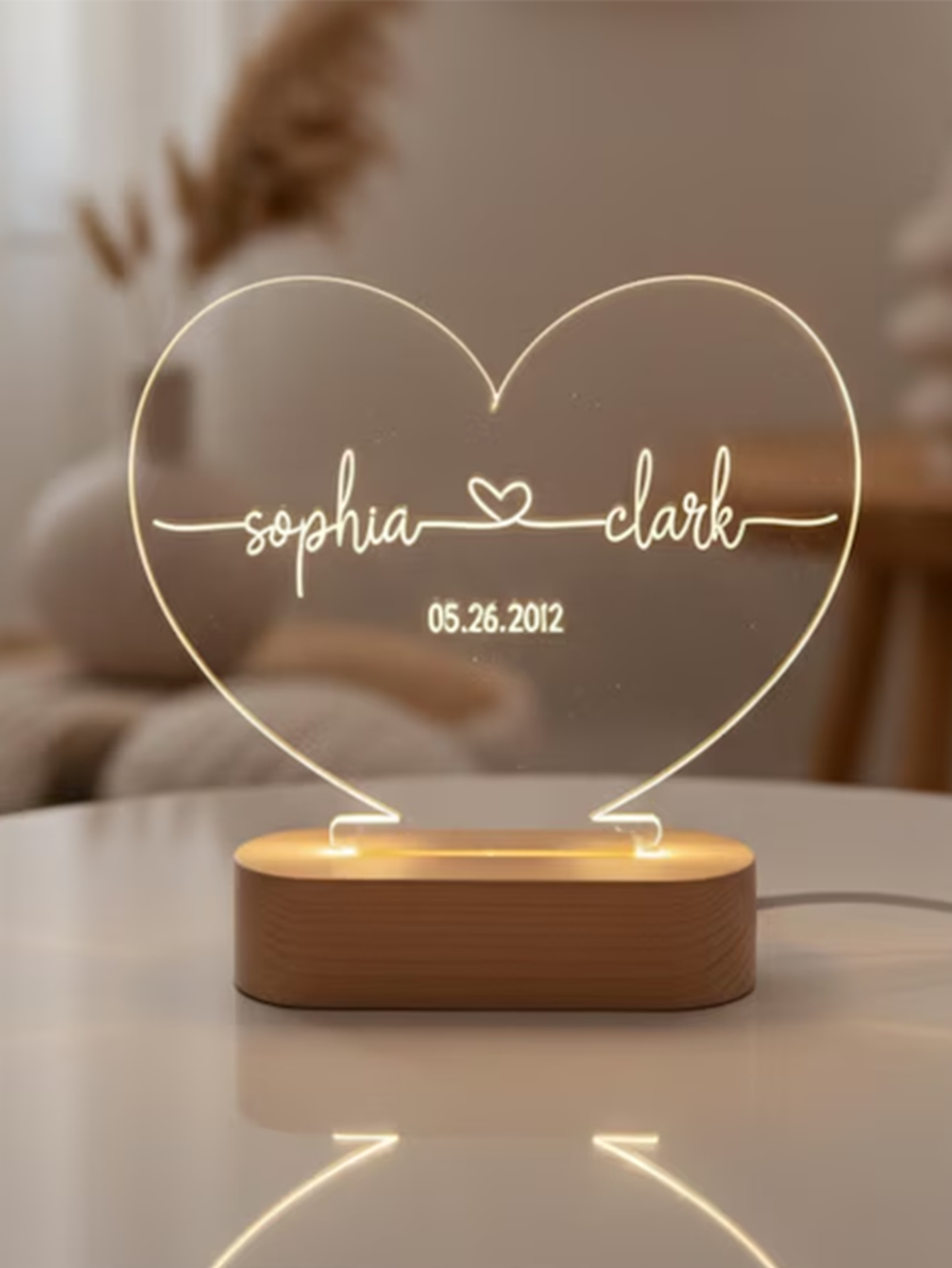 Custom Night Light as Valentines Day Gift - Anniversary gift - Romantic gift for couple - Gift for Him - Names And Date - Engagement Gift