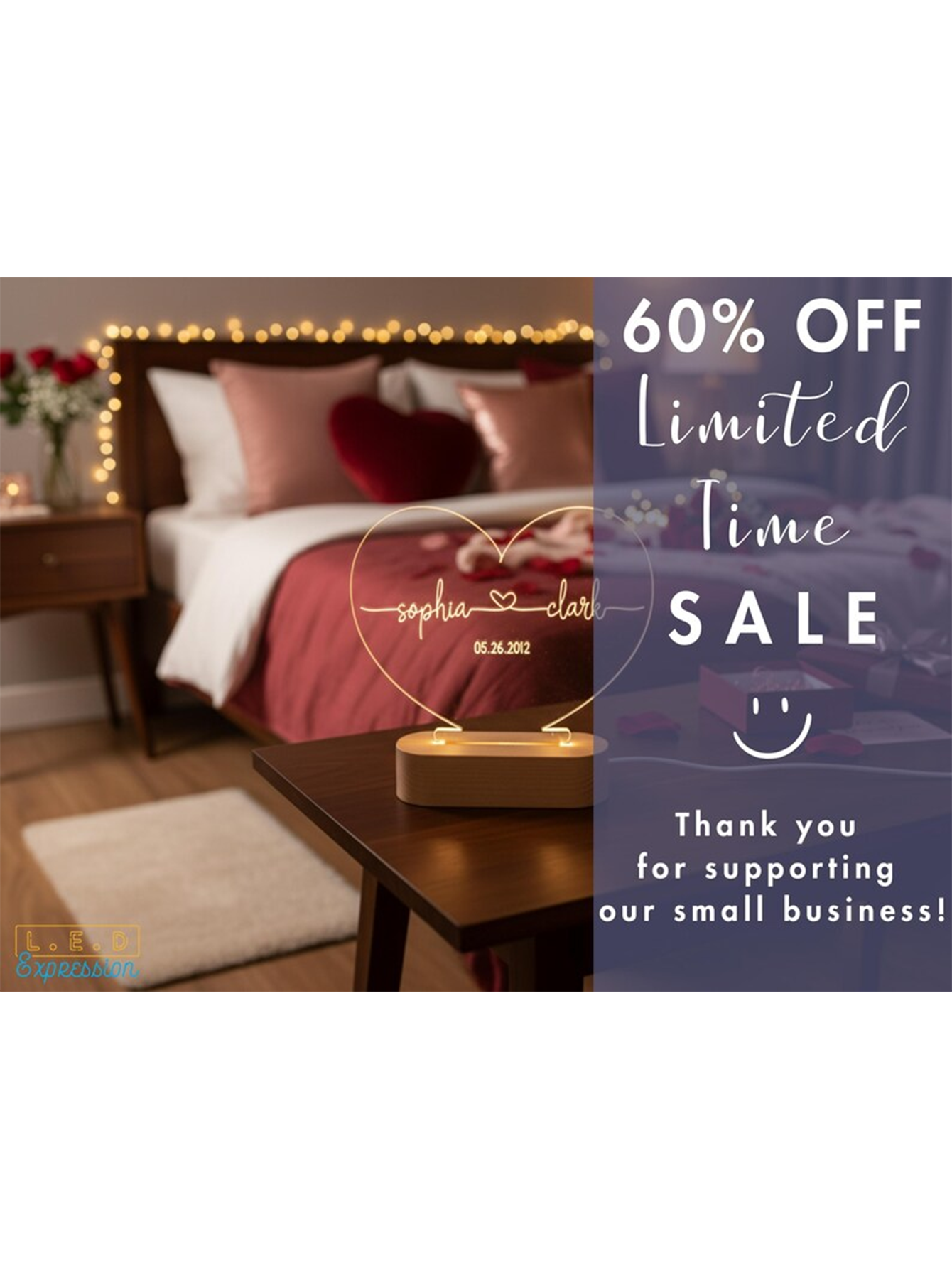 Custom Night Light as Valentines Day Gift - Anniversary gift - Romantic gift for couple - Gift for Him - Names And Date - Engagement Gift