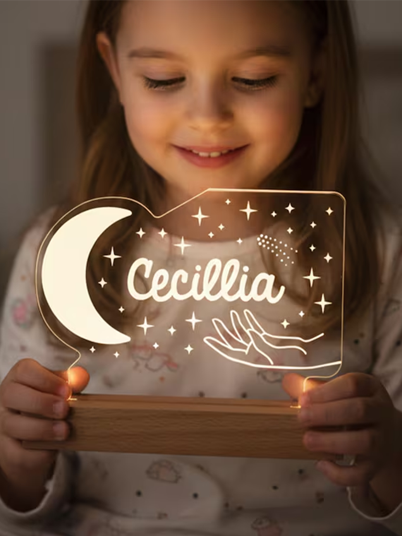 Custom Name Moon Star Night Light - Gift for Children