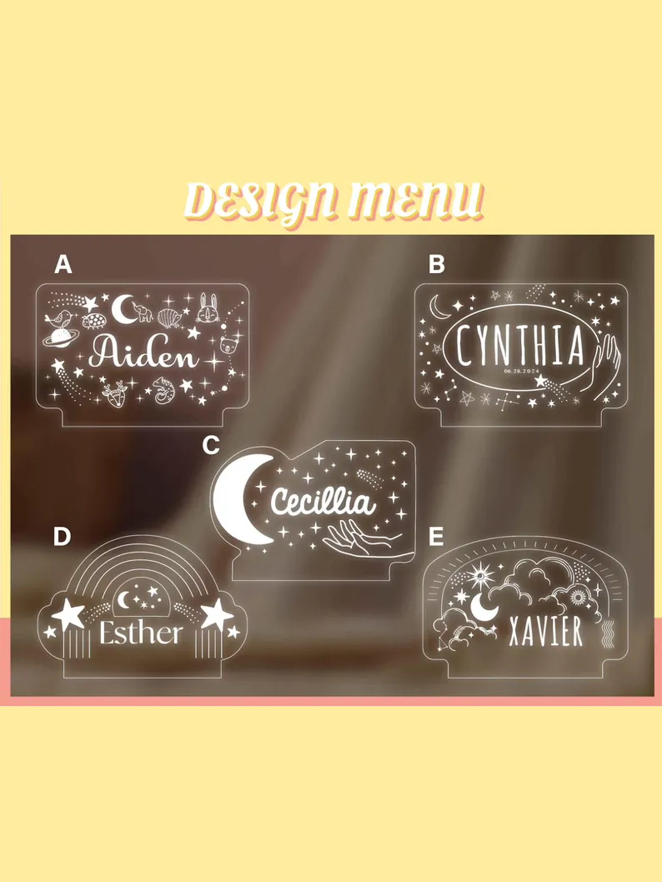 Custom Name Moon Star Night Light - Gift for Children