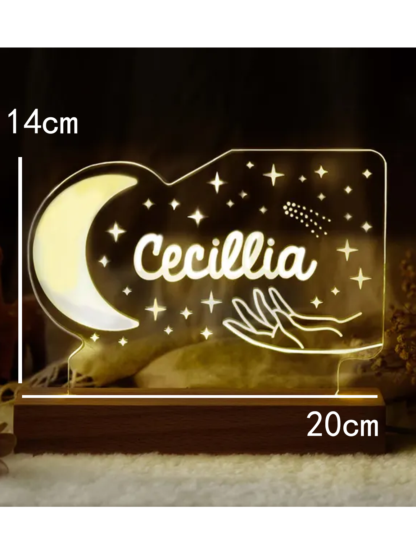 Custom Name Moon Star Night Light - Gift for Children