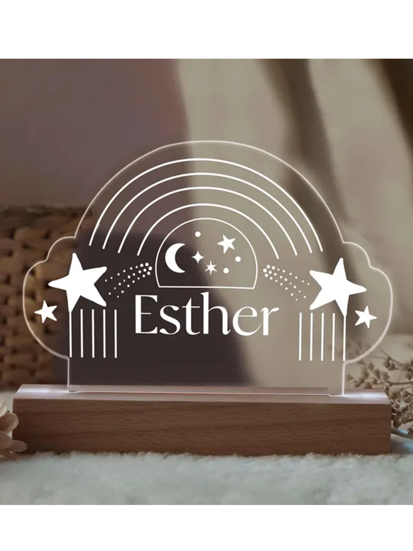 Custom Name Moon Star Night Light - Gift for Children