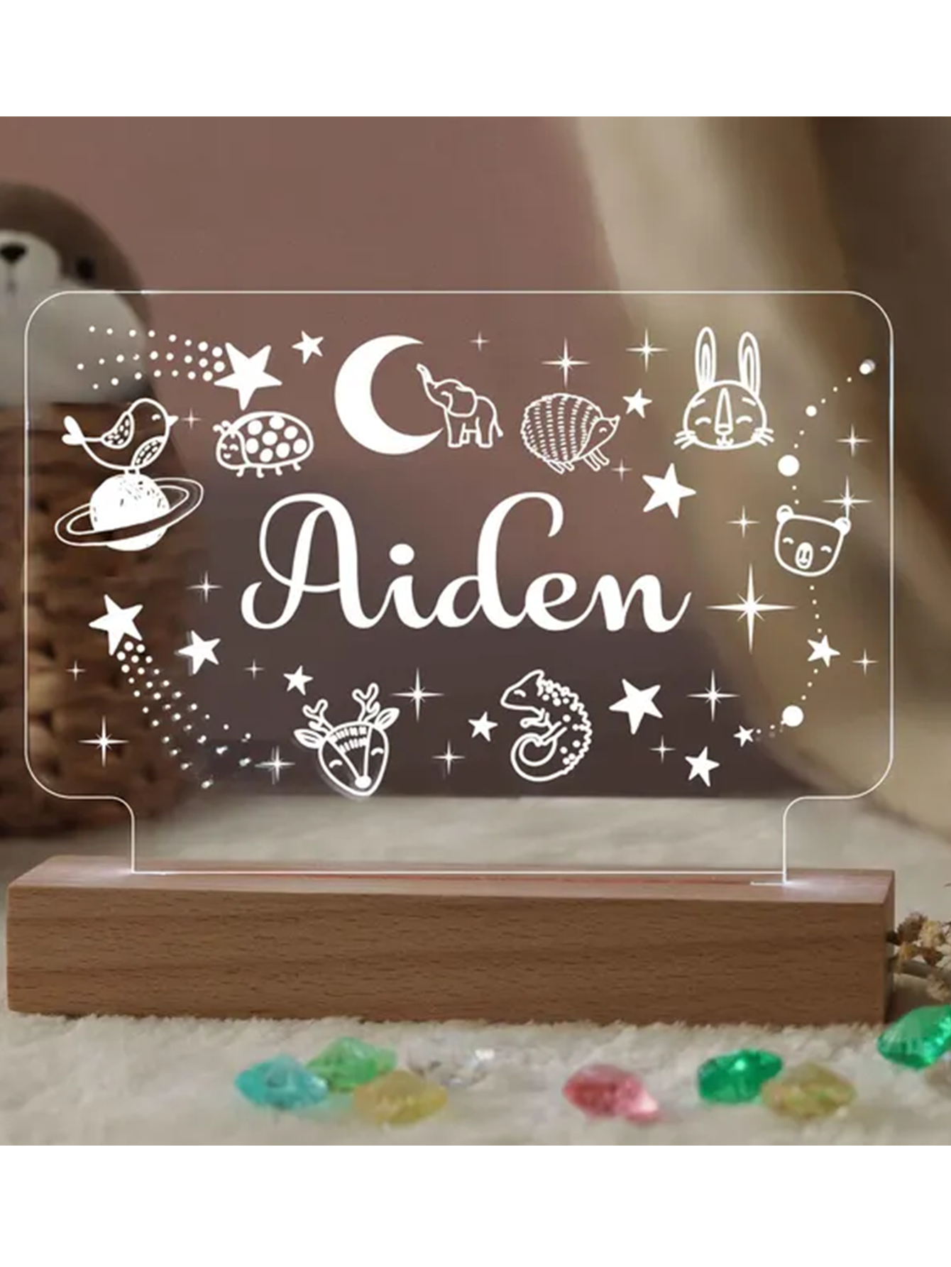 Custom Name Moon Star Night Light - Gift for Children