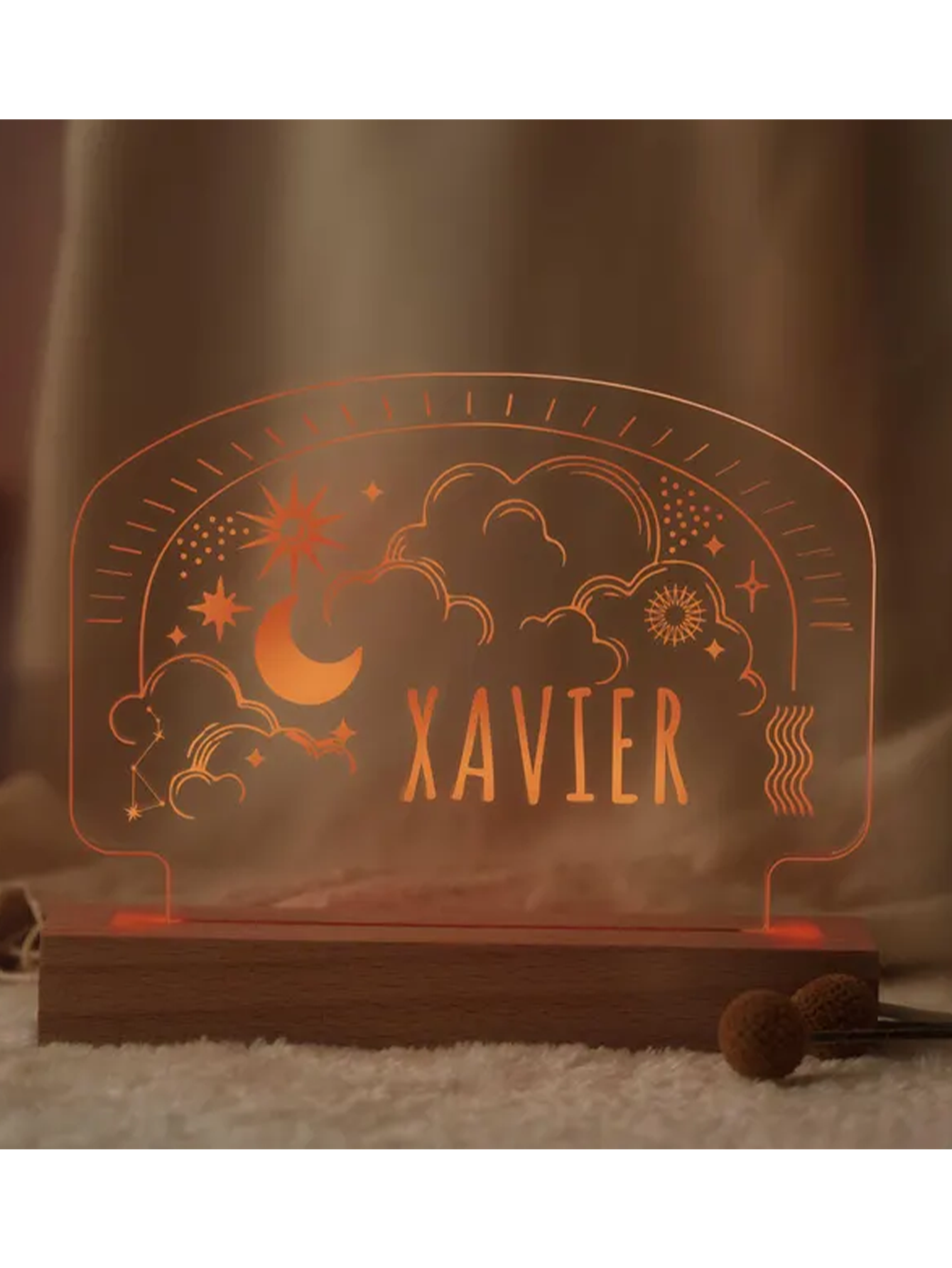 Custom Name Moon Star Night Light - Gift for Children