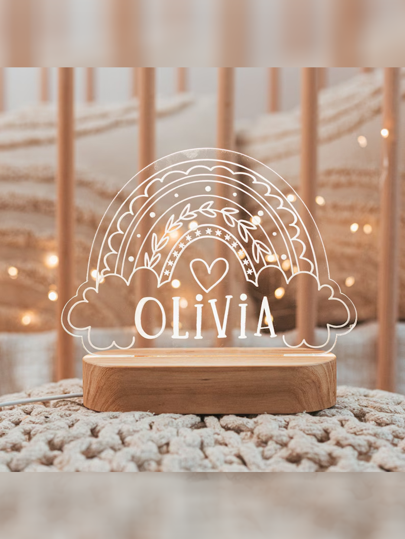 Personalized Rainbow Night Light - Gift for Baby