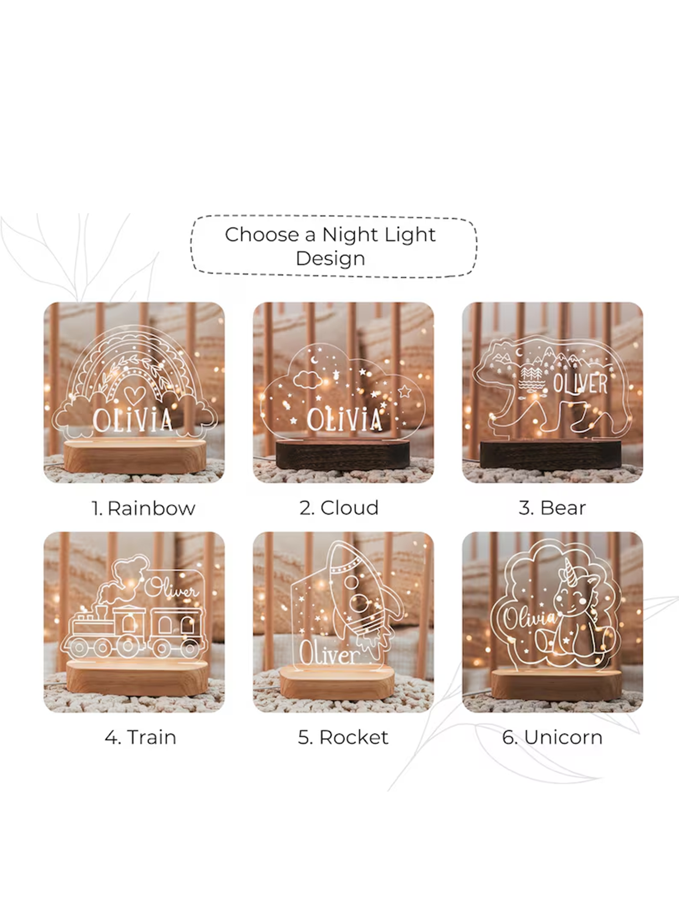 Personalized Rainbow Night Light - Gift for Baby