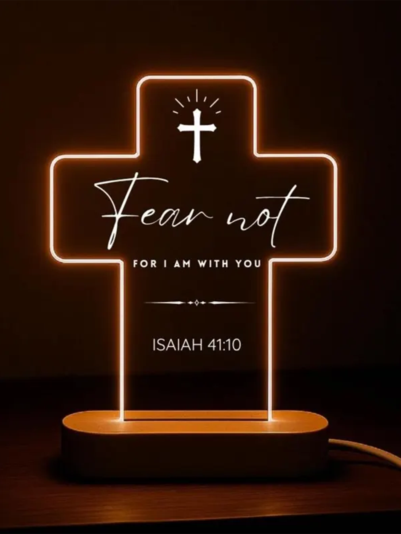 Christian Cross LED Night Light – Engraved Bible Verse – Custom Scripture Gift for Faith-Based Home & Bedroom Decor