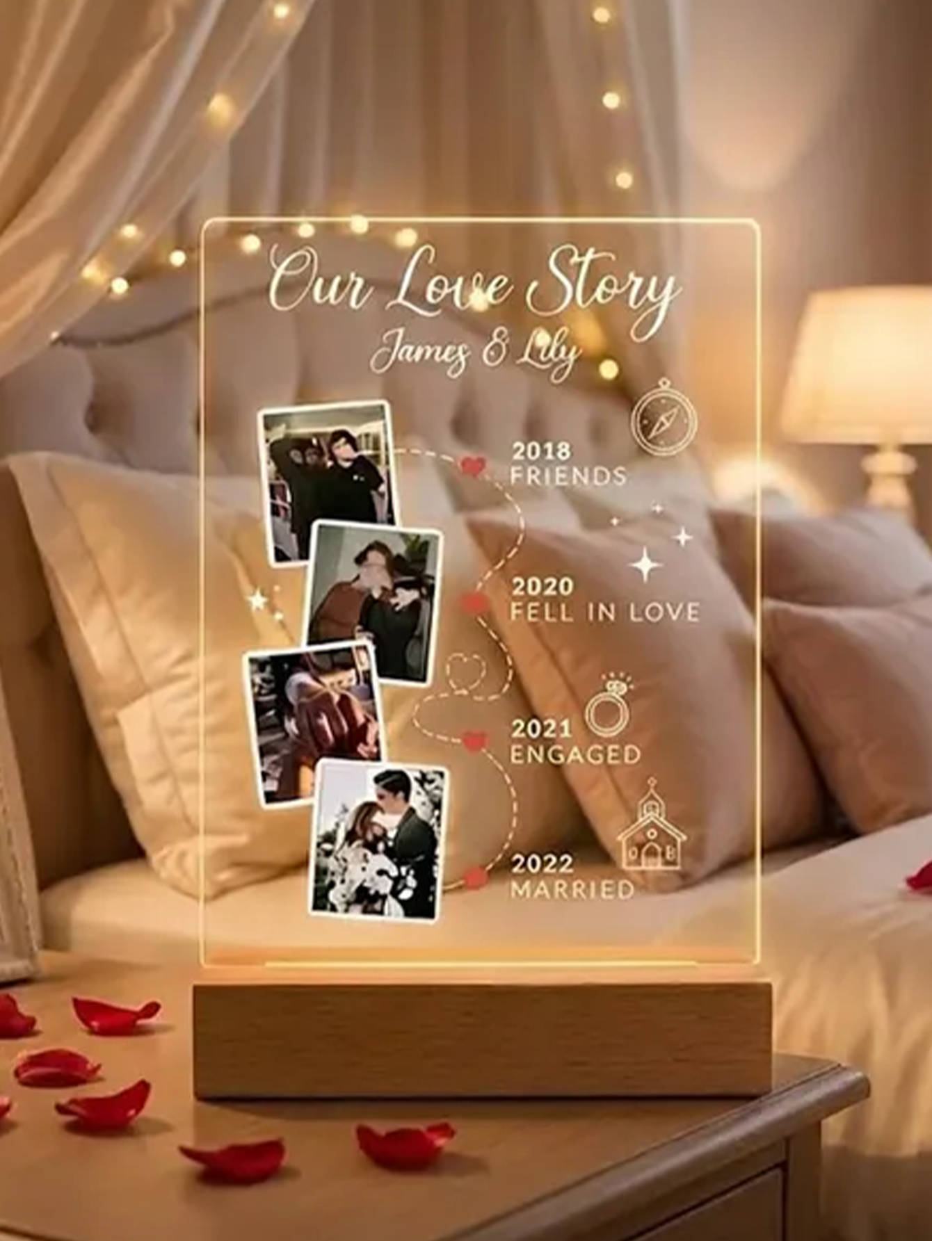 Personalized Love Story Timeline Lamp