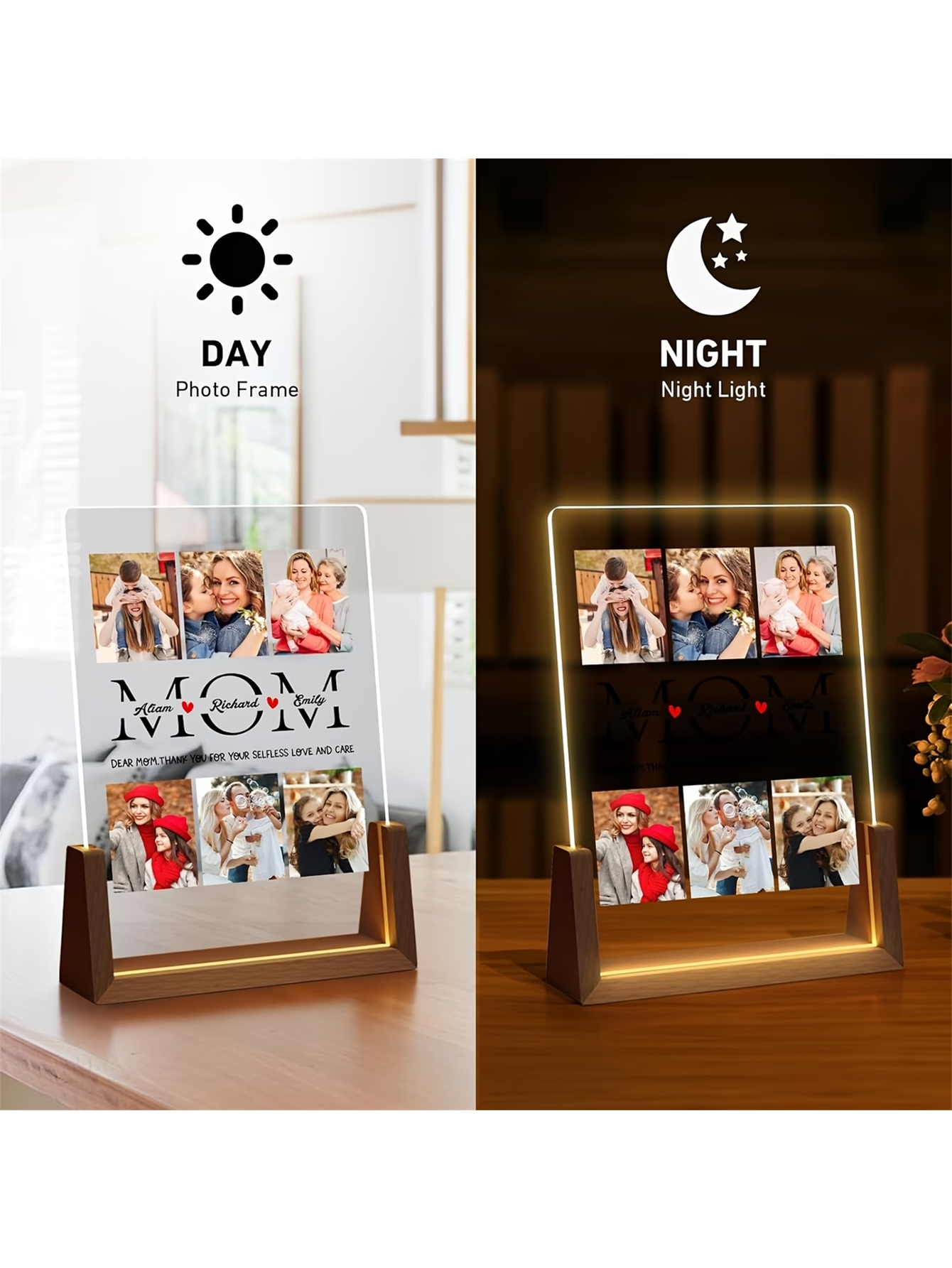 Personalized Photo Collage Night Light - Gift for Mom