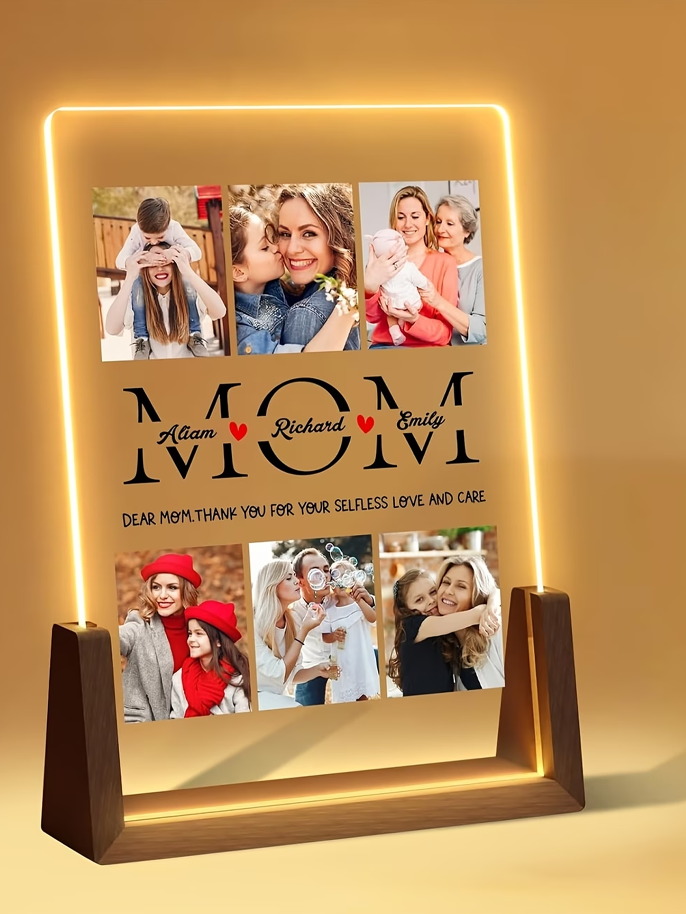Personalized Photo Collage Night Light - Gift for Mom