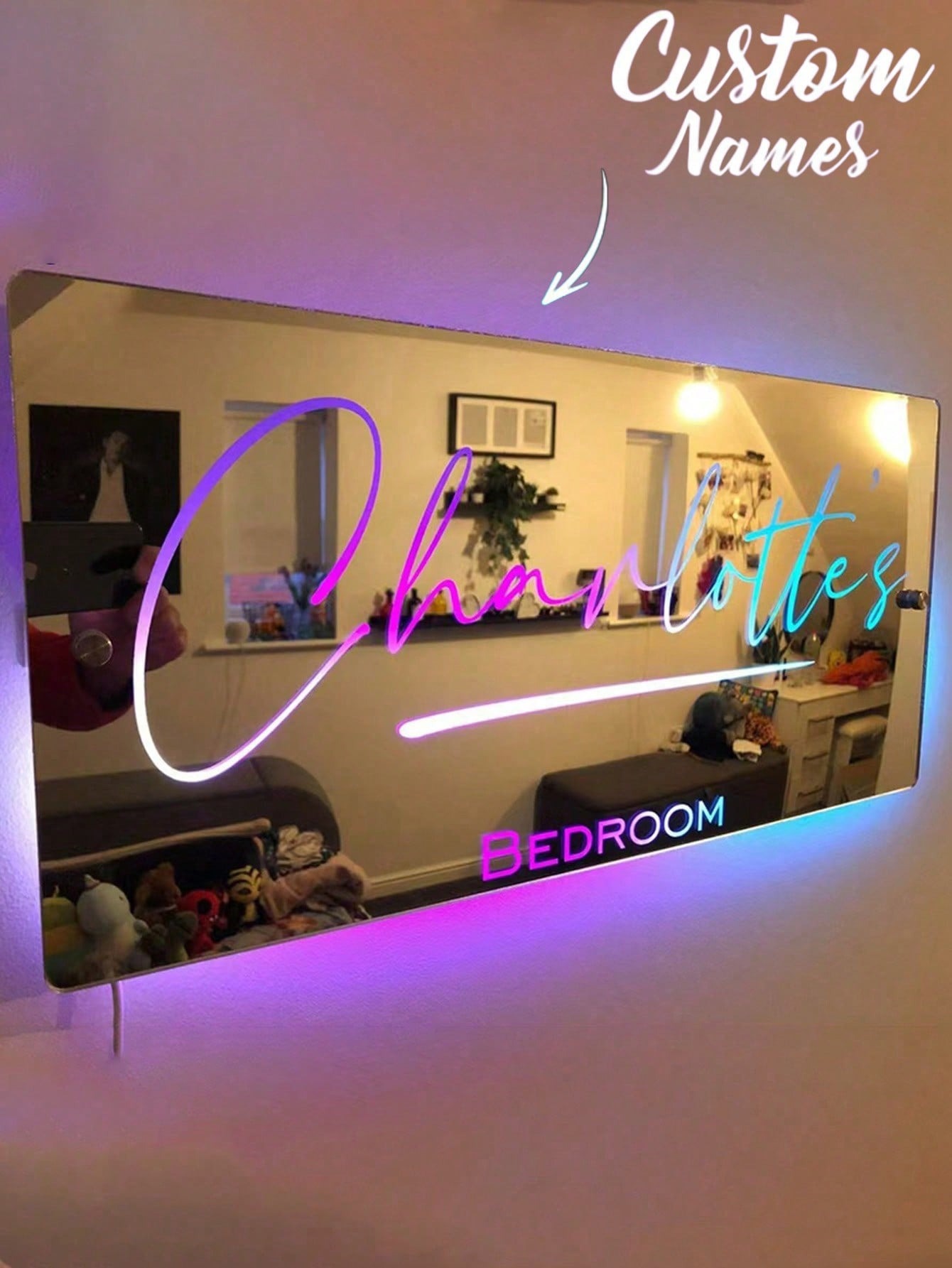 Custom LED Name Mirror Sign