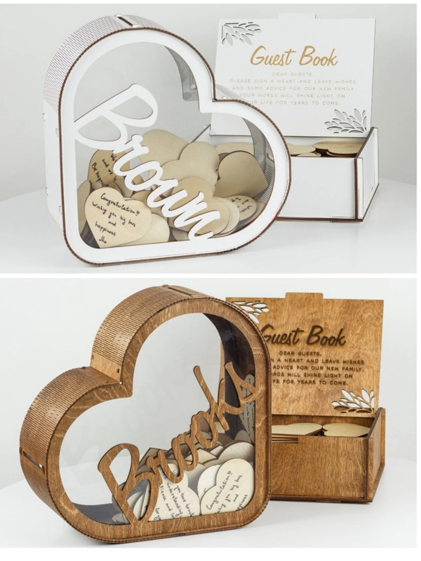 Heart-Shaped Wooden Guest Book Box