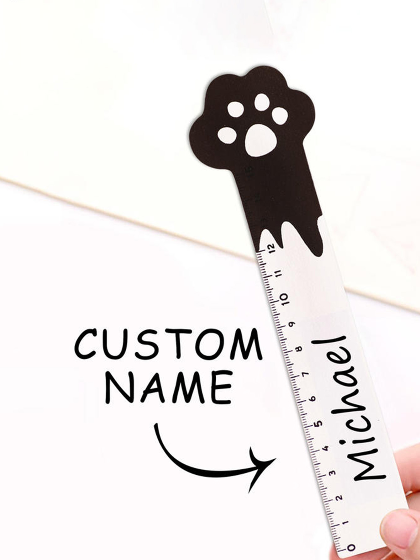 Custom Cat Paw Ruler Bookmark