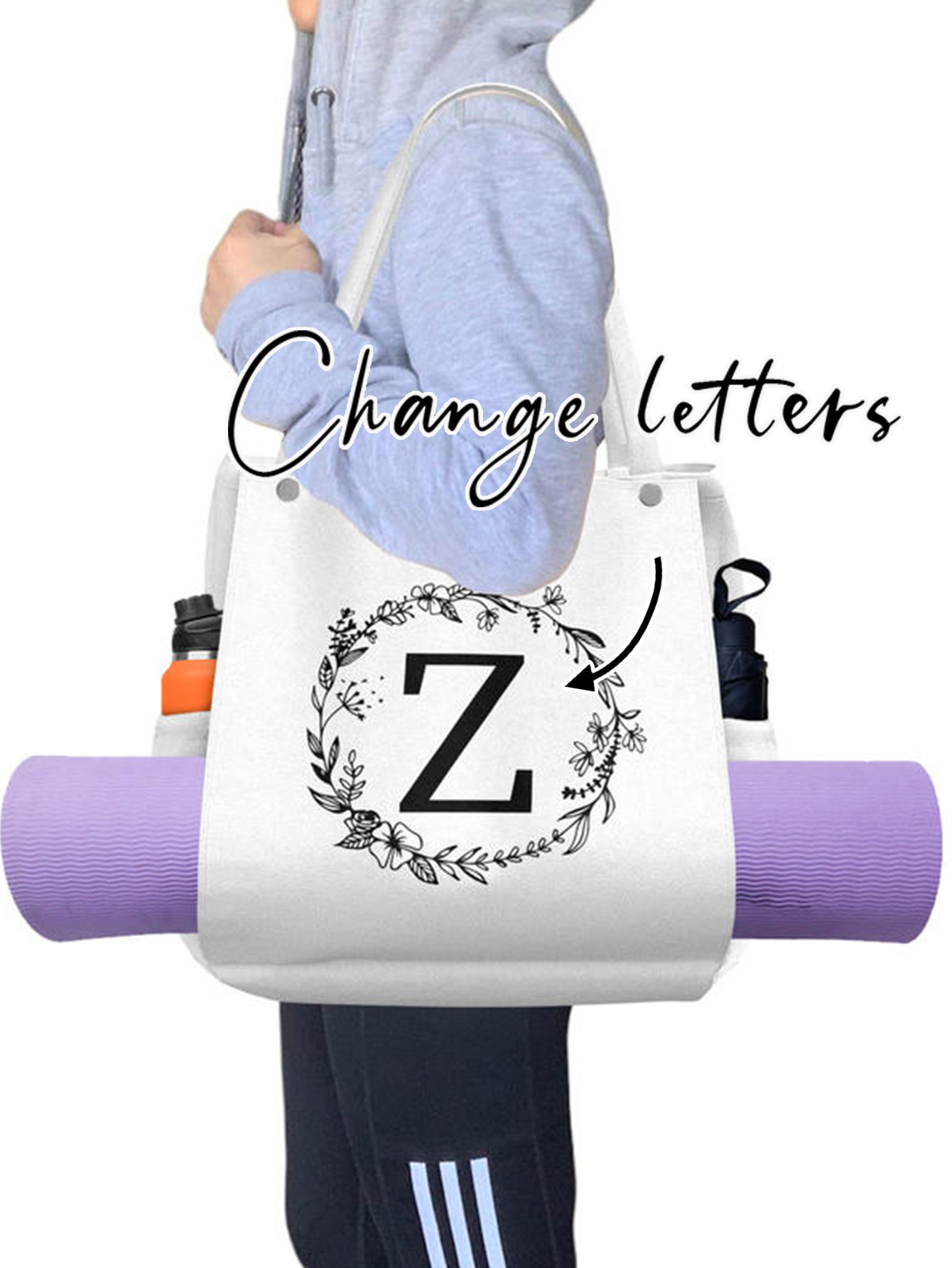 Custom Initial Yoga Tote Bag