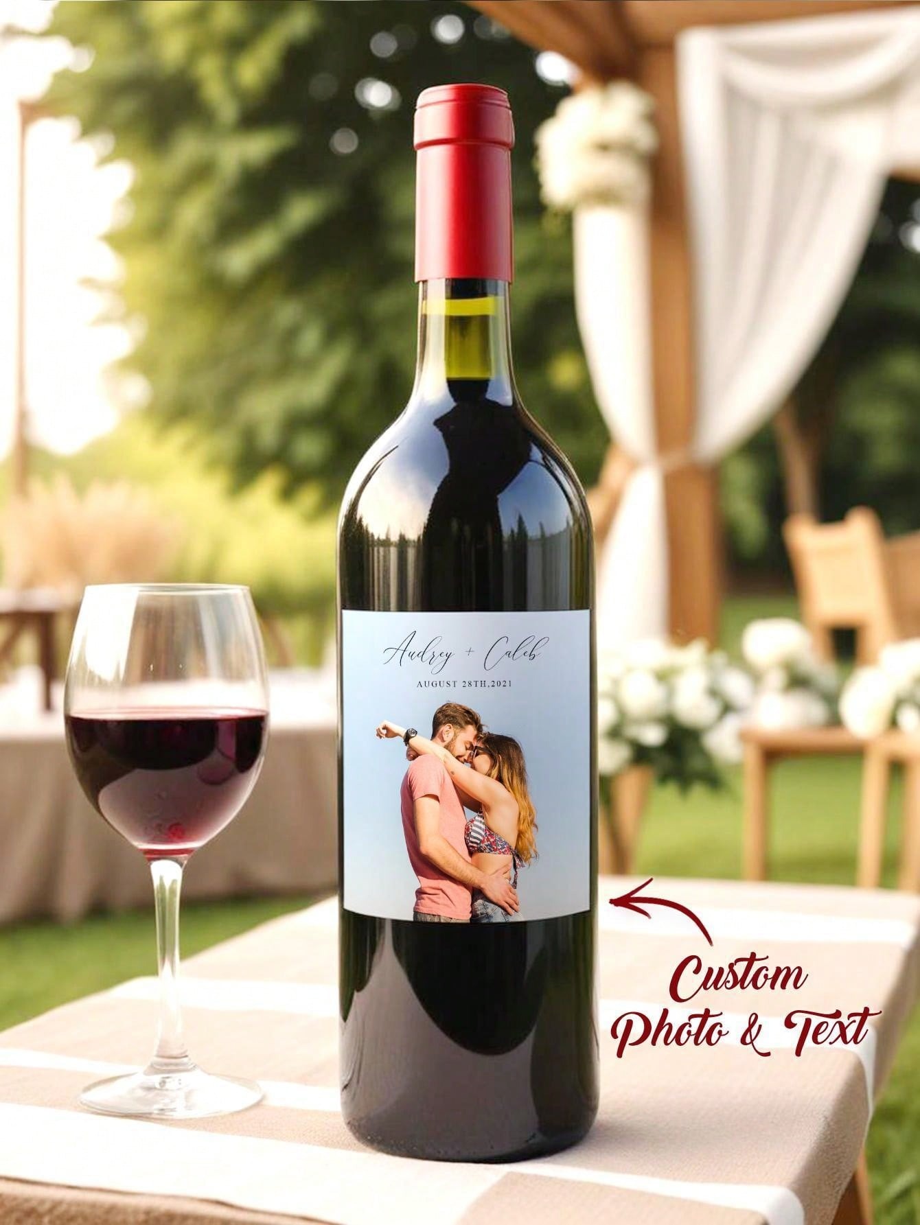 Custom Photo & Text Wine Bottle Labels
