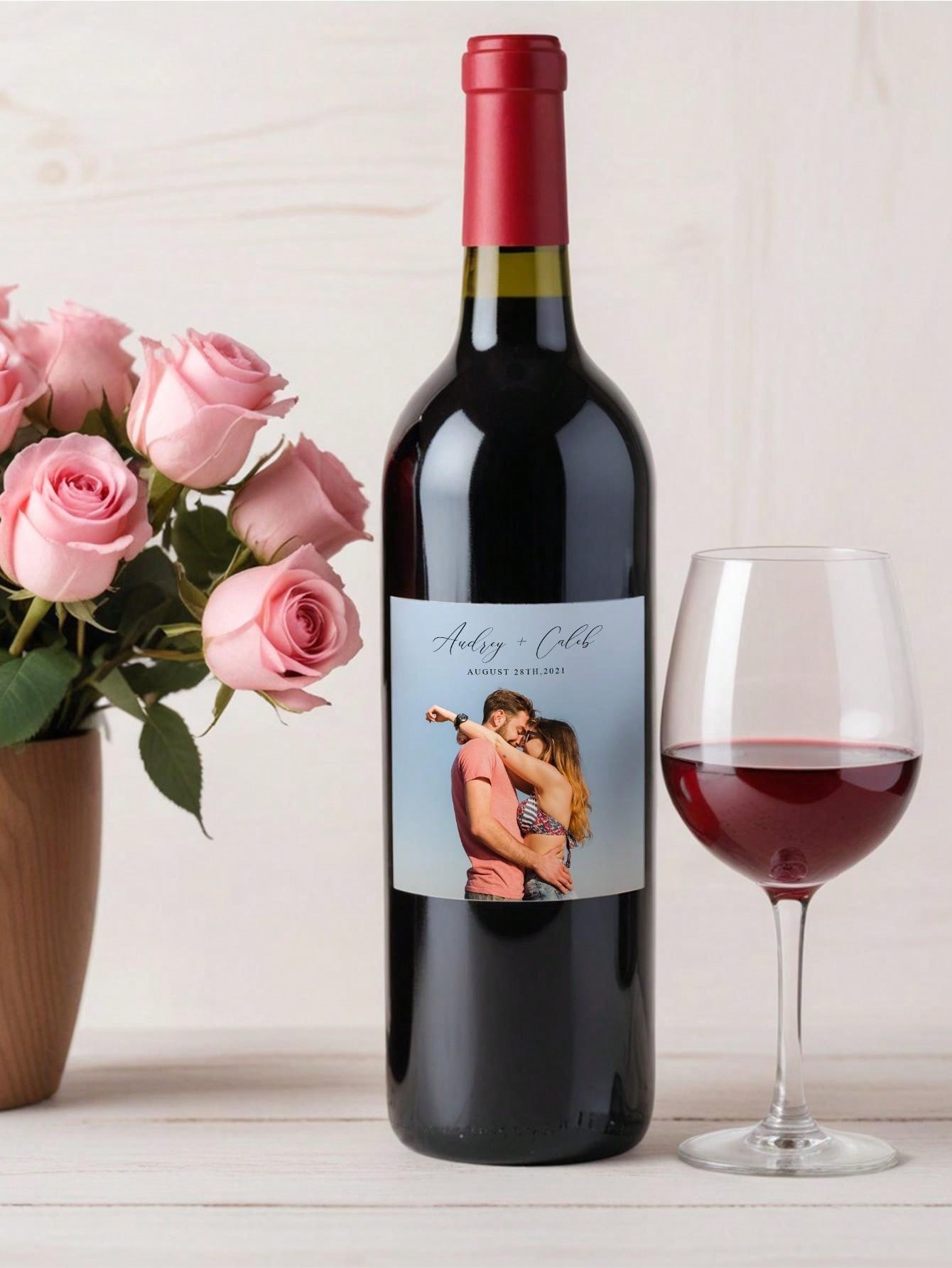 Custom Photo & Text Wine Bottle Labels
