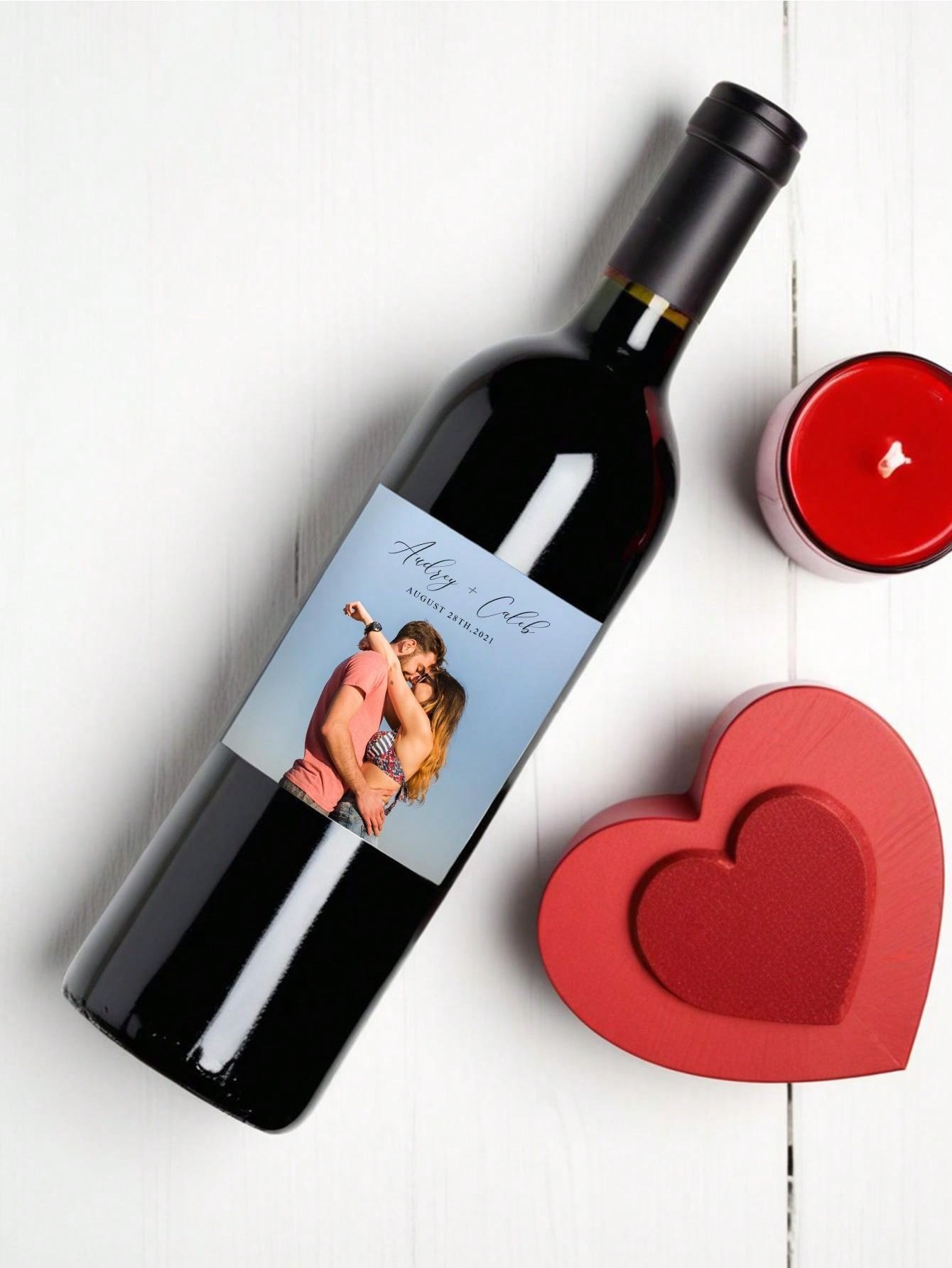 Custom Photo & Text Wine Bottle Labels
