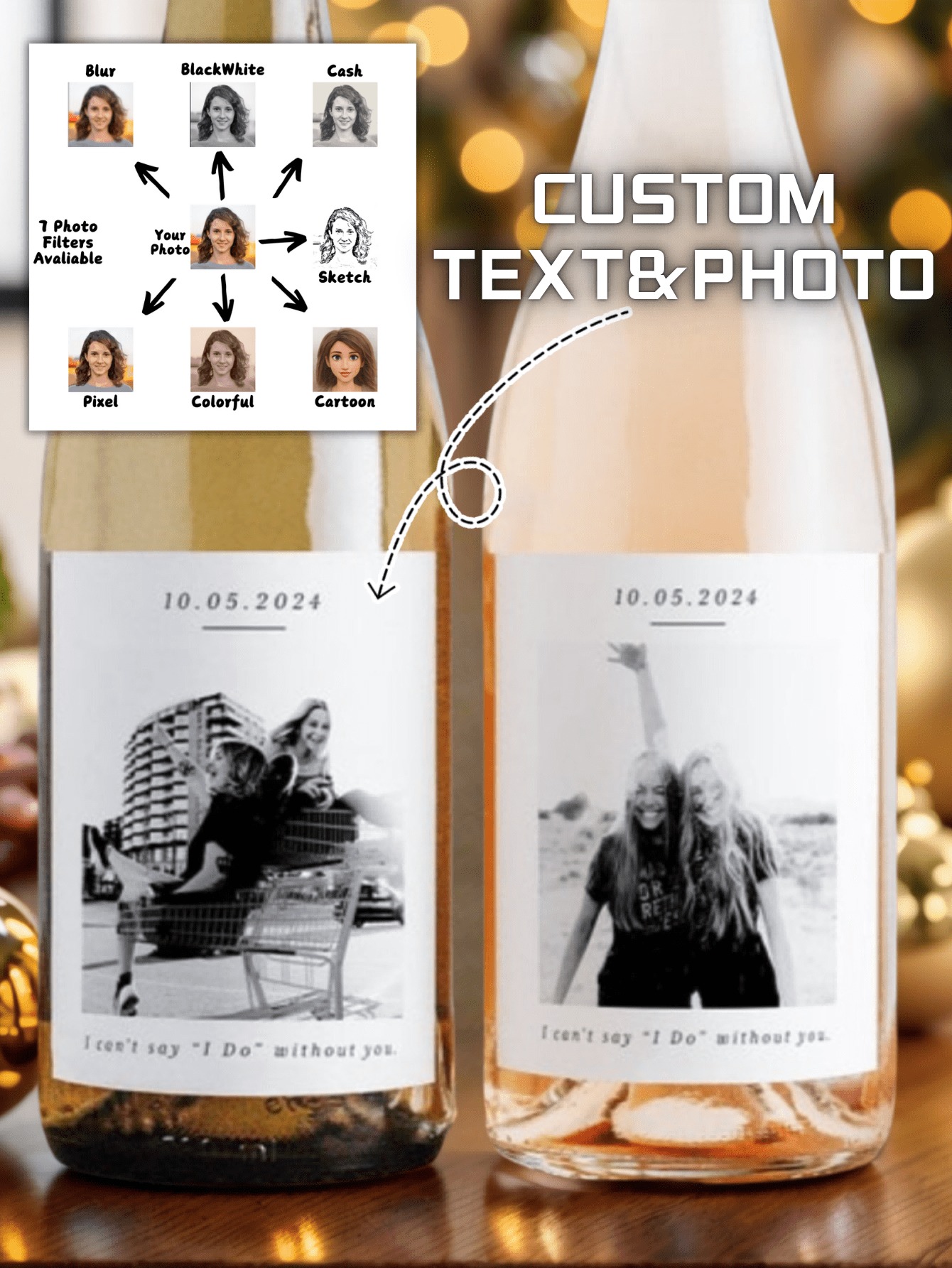 Custom Waterproof Photo Wine Labels