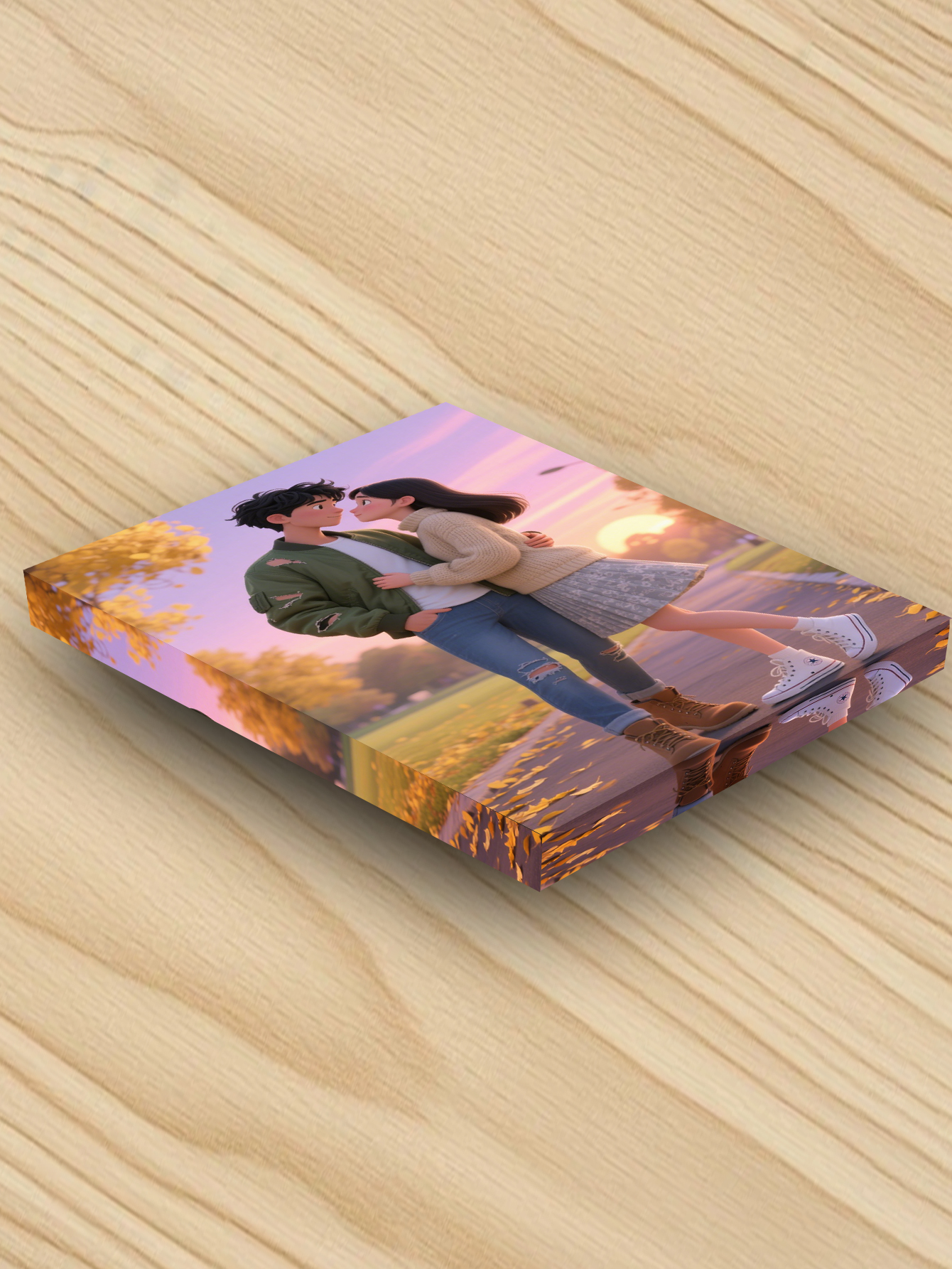 Custom Pixar-Style Couple Portrait Canvas