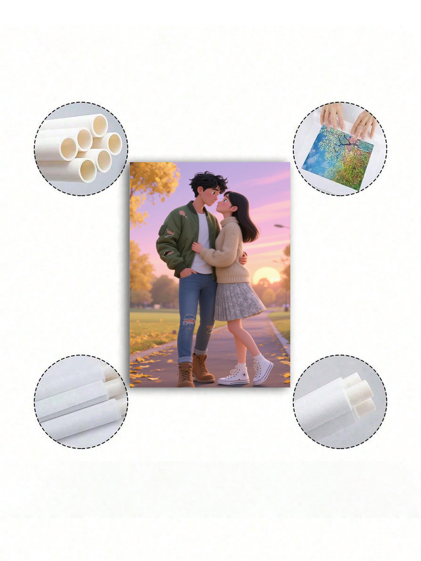 Custom Pixar-Style Couple Portrait Canvas
