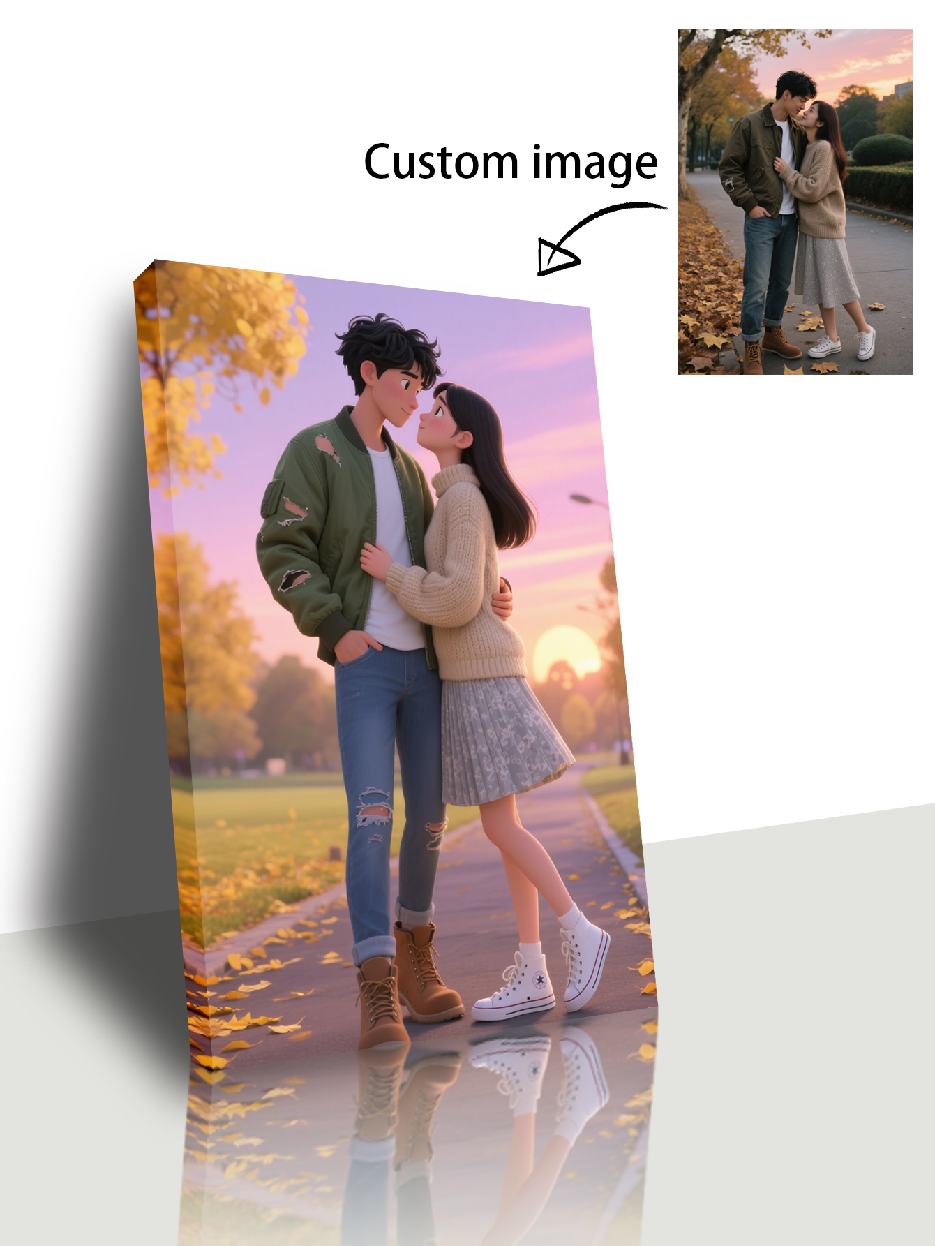 Custom Pixar-Style Couple Portrait Canvas
