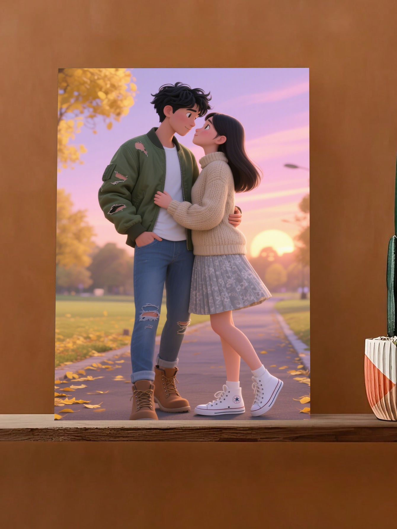 Custom Pixar-Style Couple Portrait Canvas