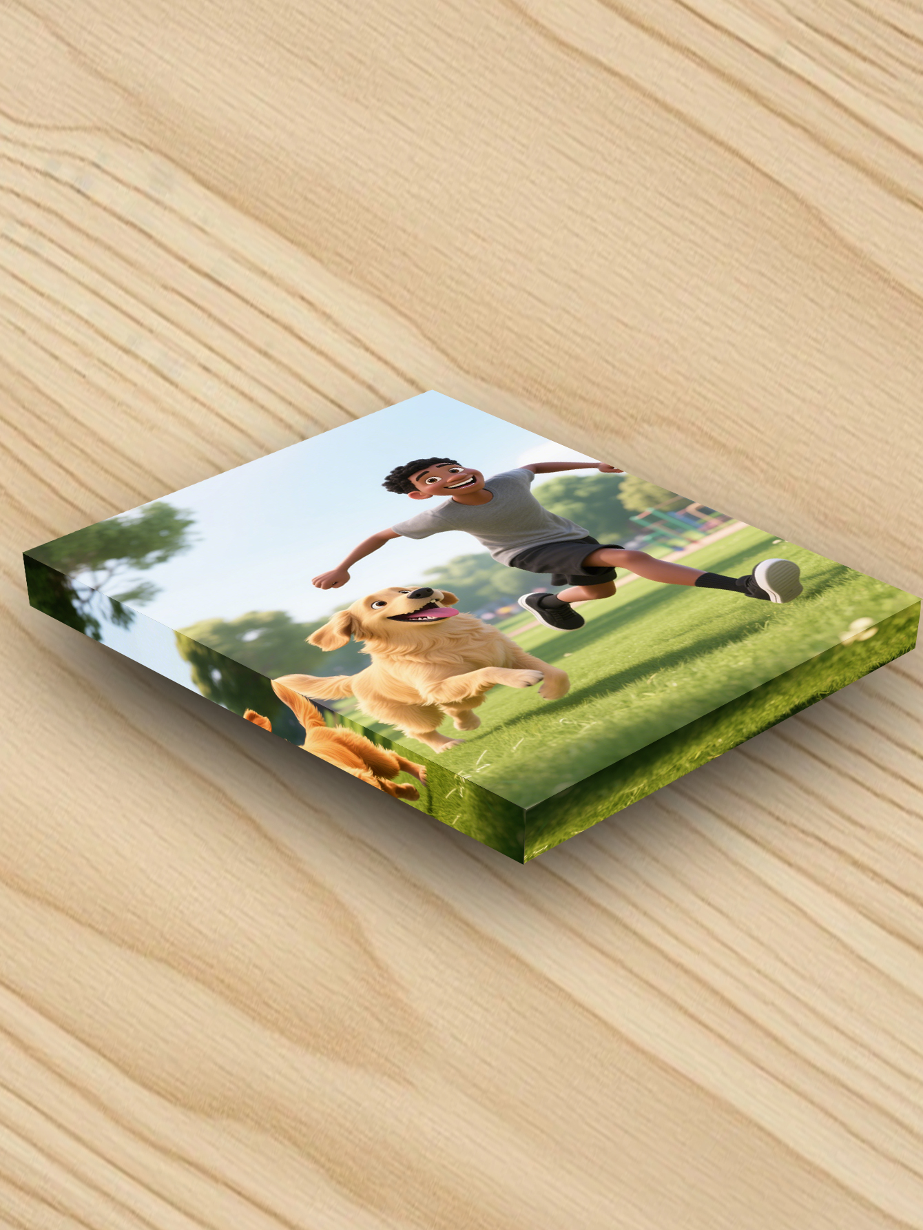 Custom Pixar-Style Pet & Owner Portrait Canvas