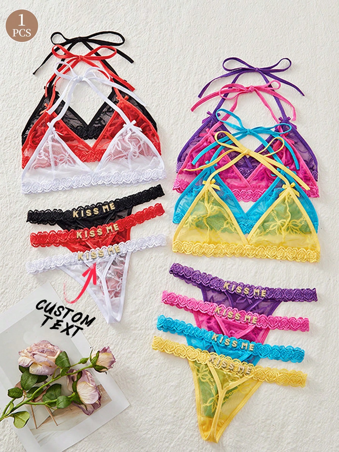 Custom Name Lingerie  Lace See-Through Design