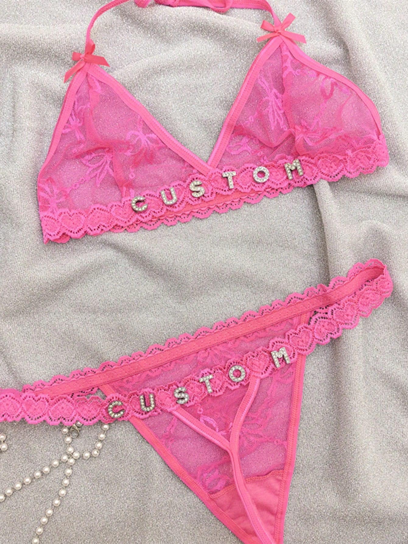 Custom Name Lingerie  Lace See-Through Design