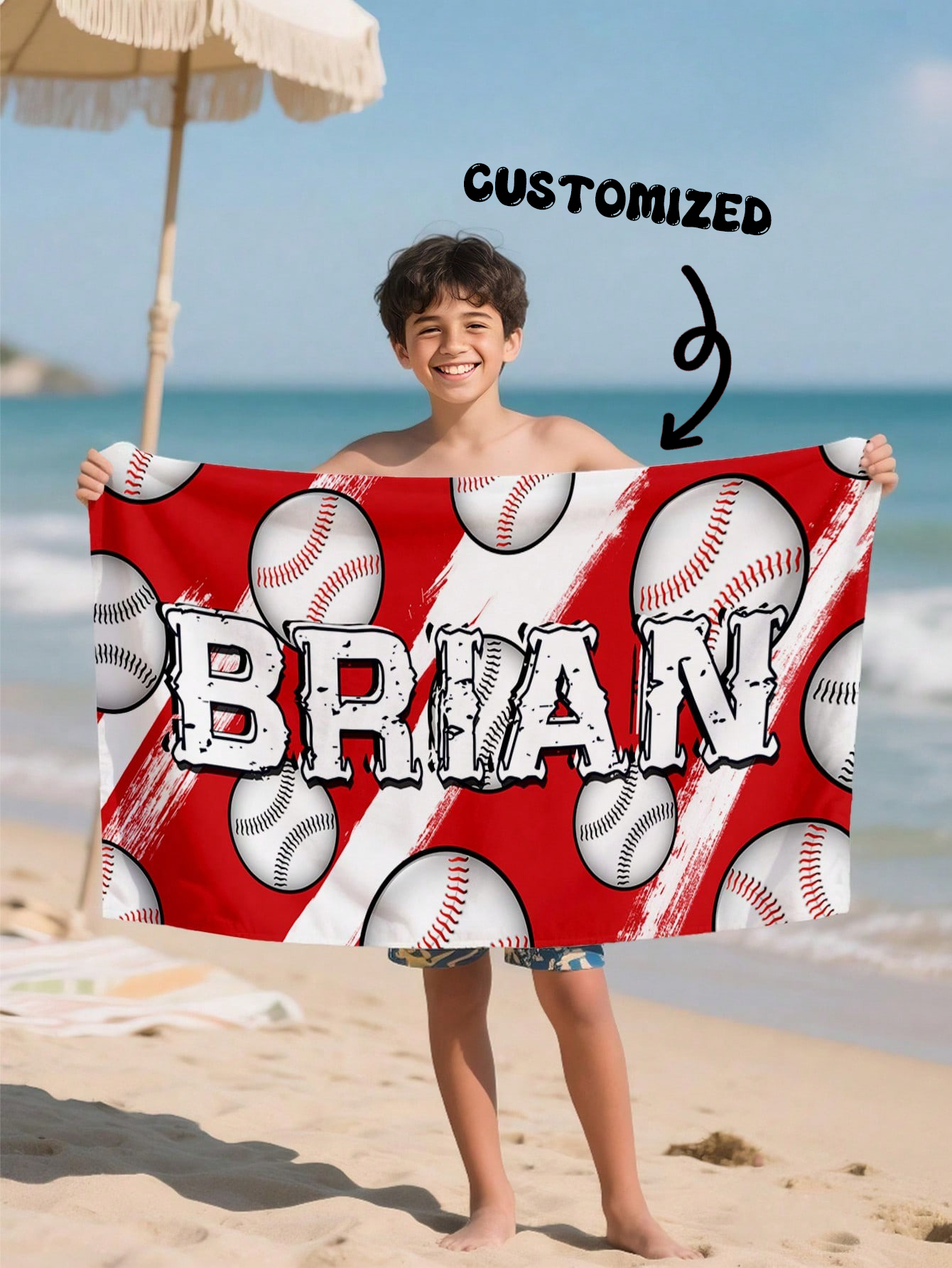 Personalized Baseball Beach Towels