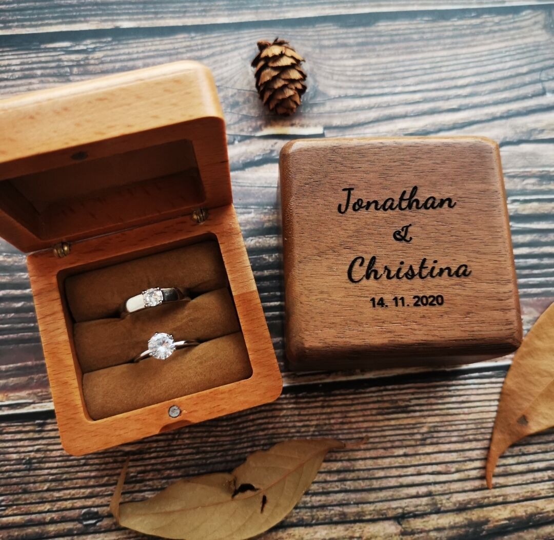 Personalized Walnut Engraved Ring Box
