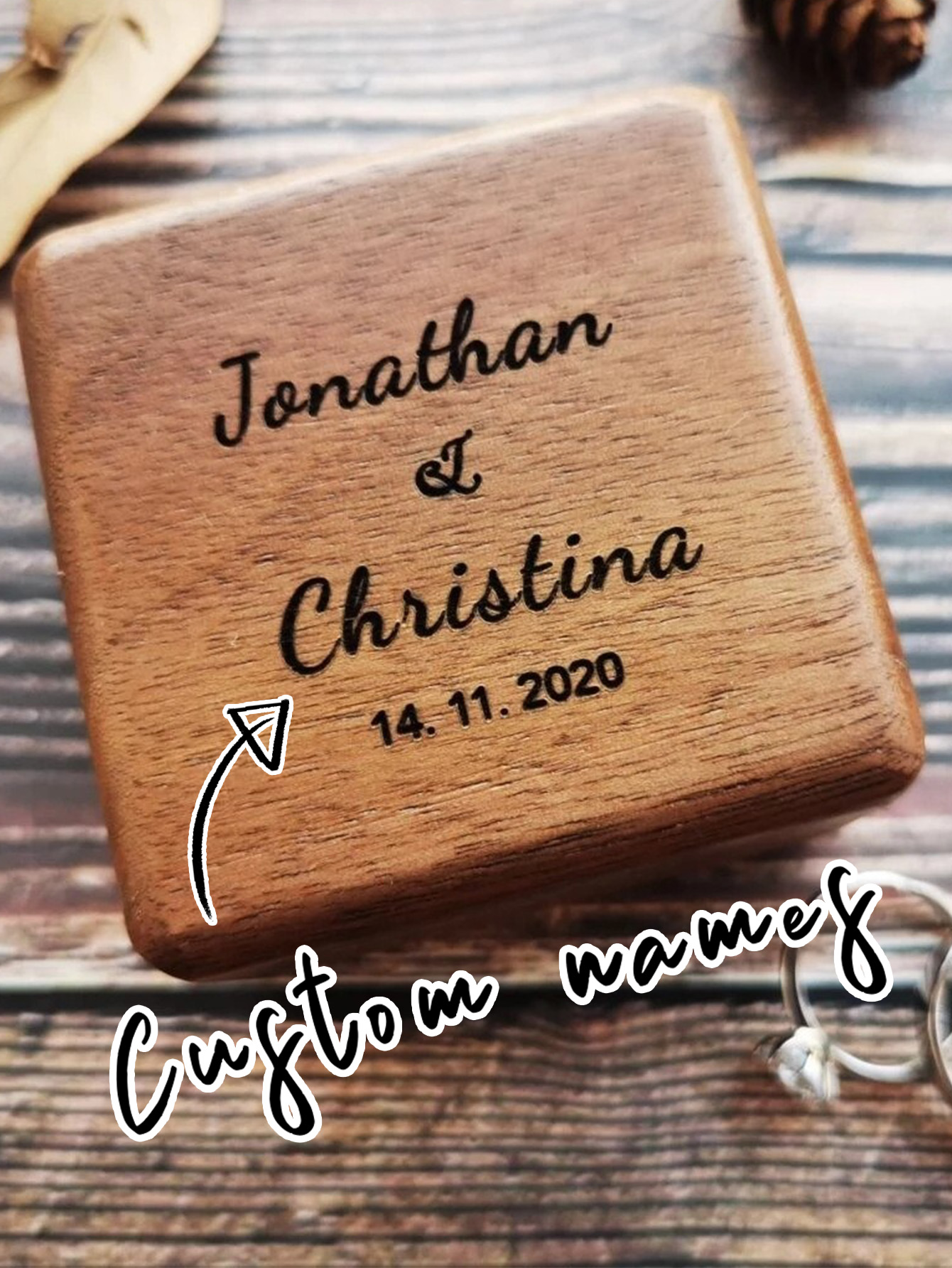 Personalized Walnut Engraved Ring Box