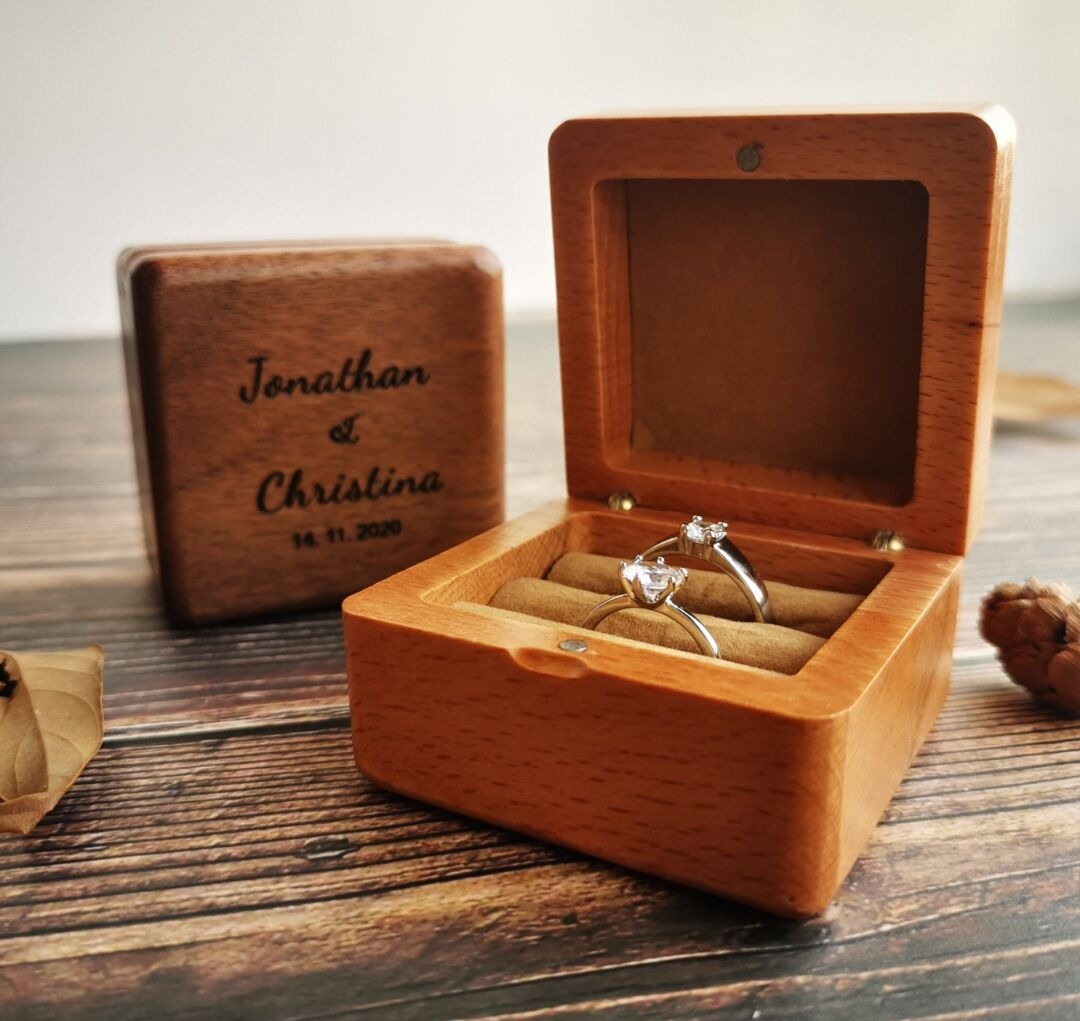 Personalized Walnut Engraved Ring Box