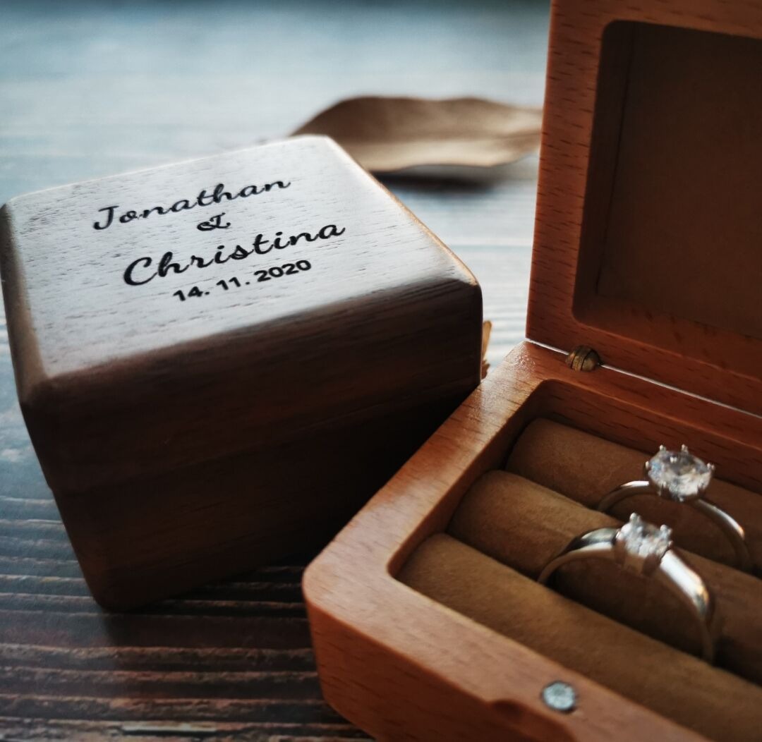 Personalized Walnut Engraved Ring Box