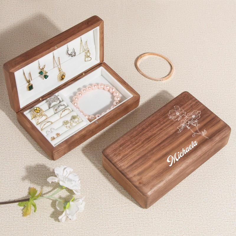 Custom Walnut Travel Jewelry Box