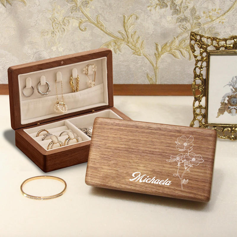 Custom Walnut Travel Jewelry Box
