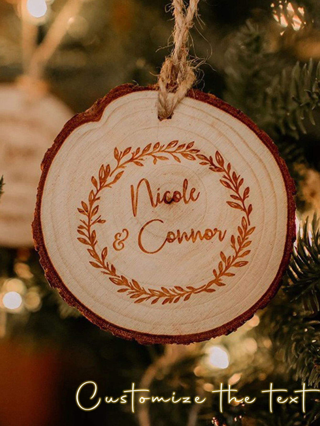 Custom Engraved Wooden Circle Tag Decor