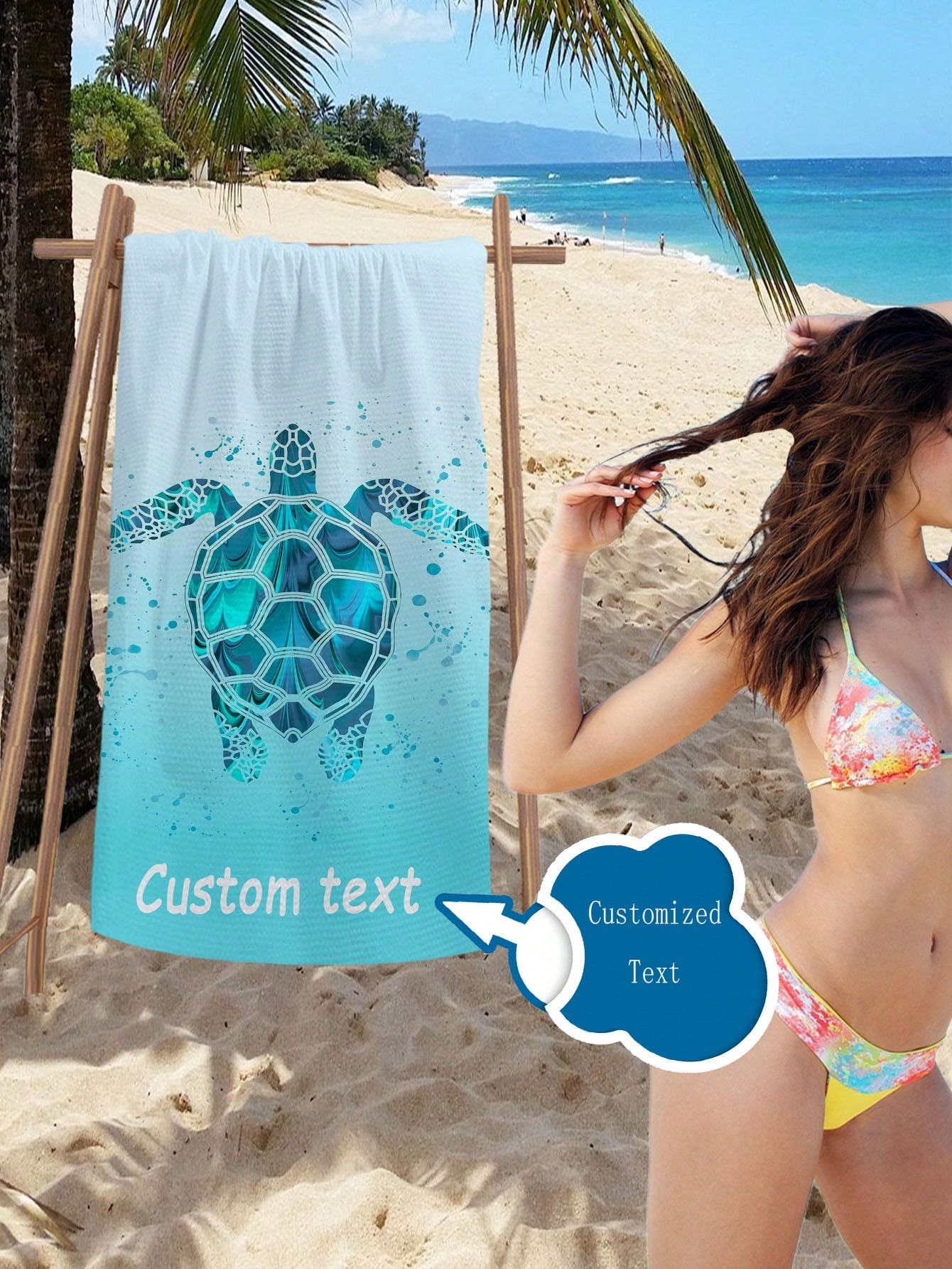 Cute Baby Turtle Custom Beach Towel