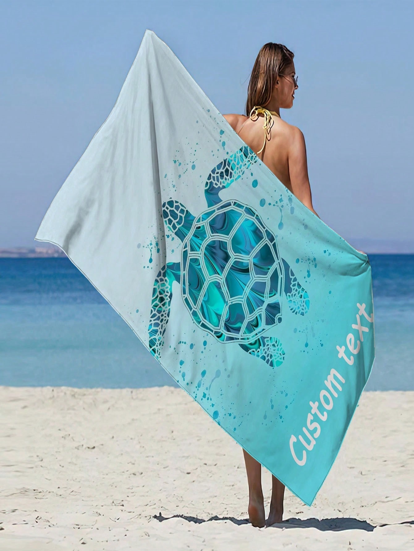 Cute Baby Turtle Custom Beach Towel