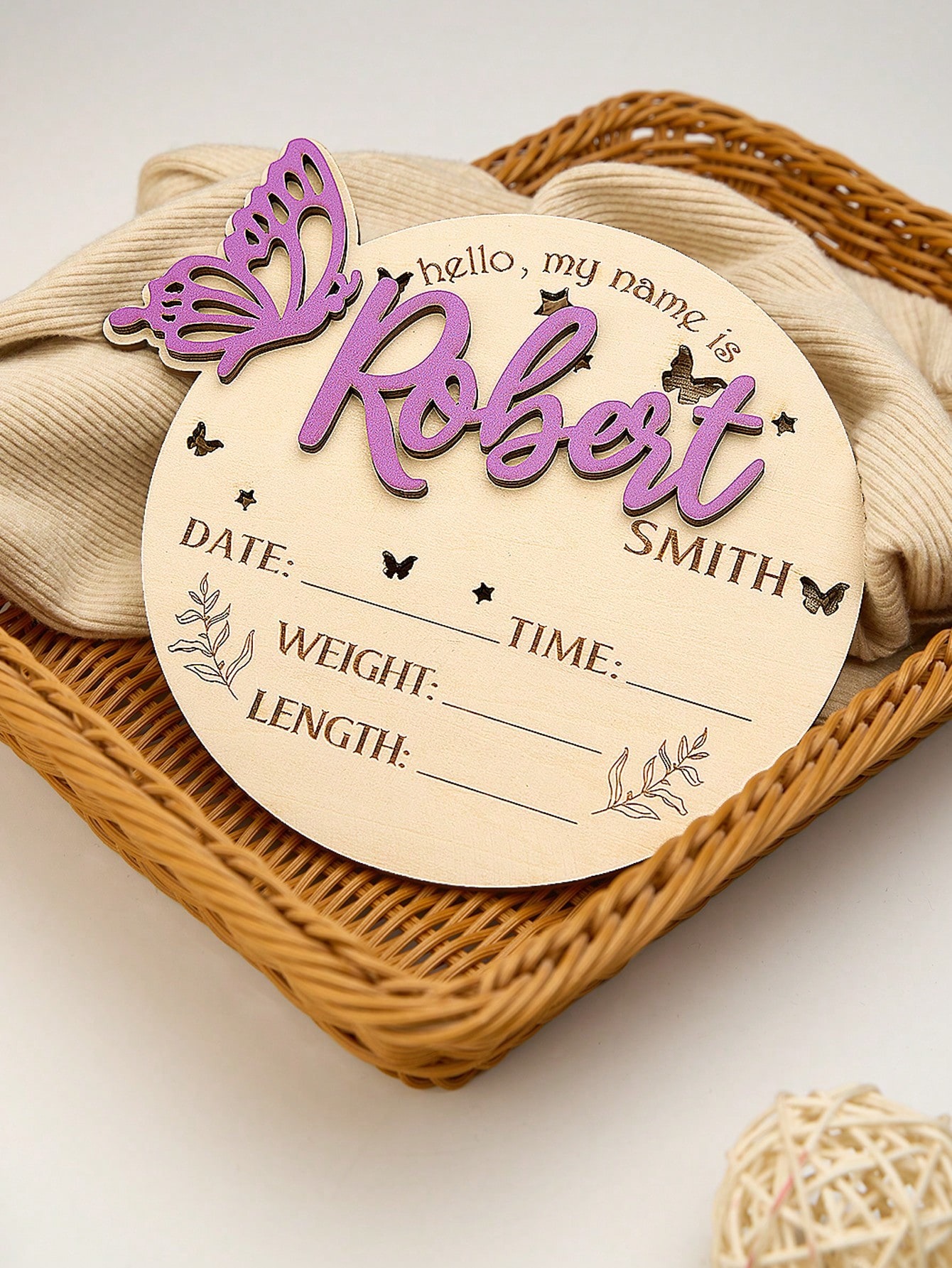 Wood Name Sign for Birth Announcement Personalized