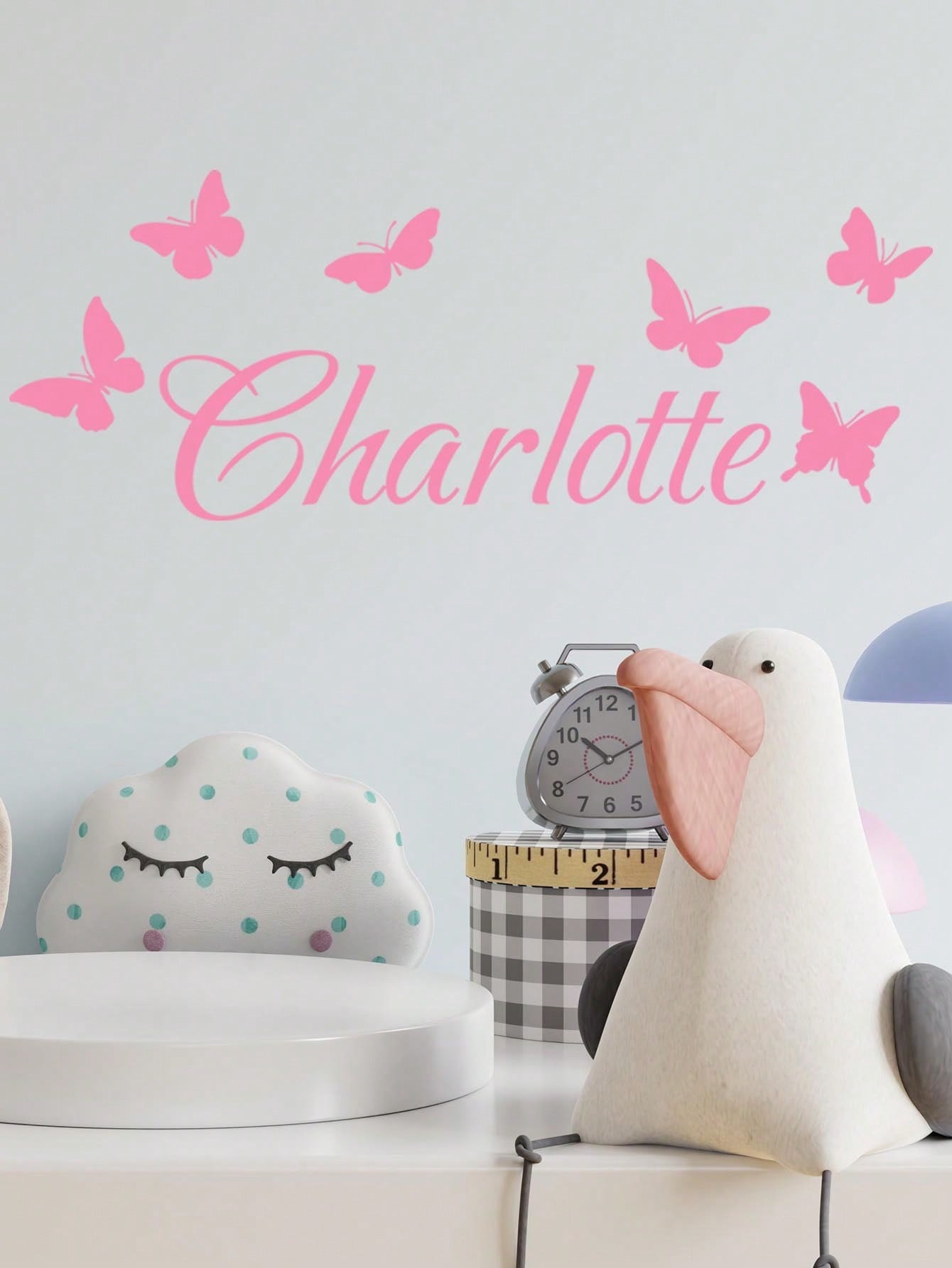 Custom Name Pink Butterfly Wall Sticker