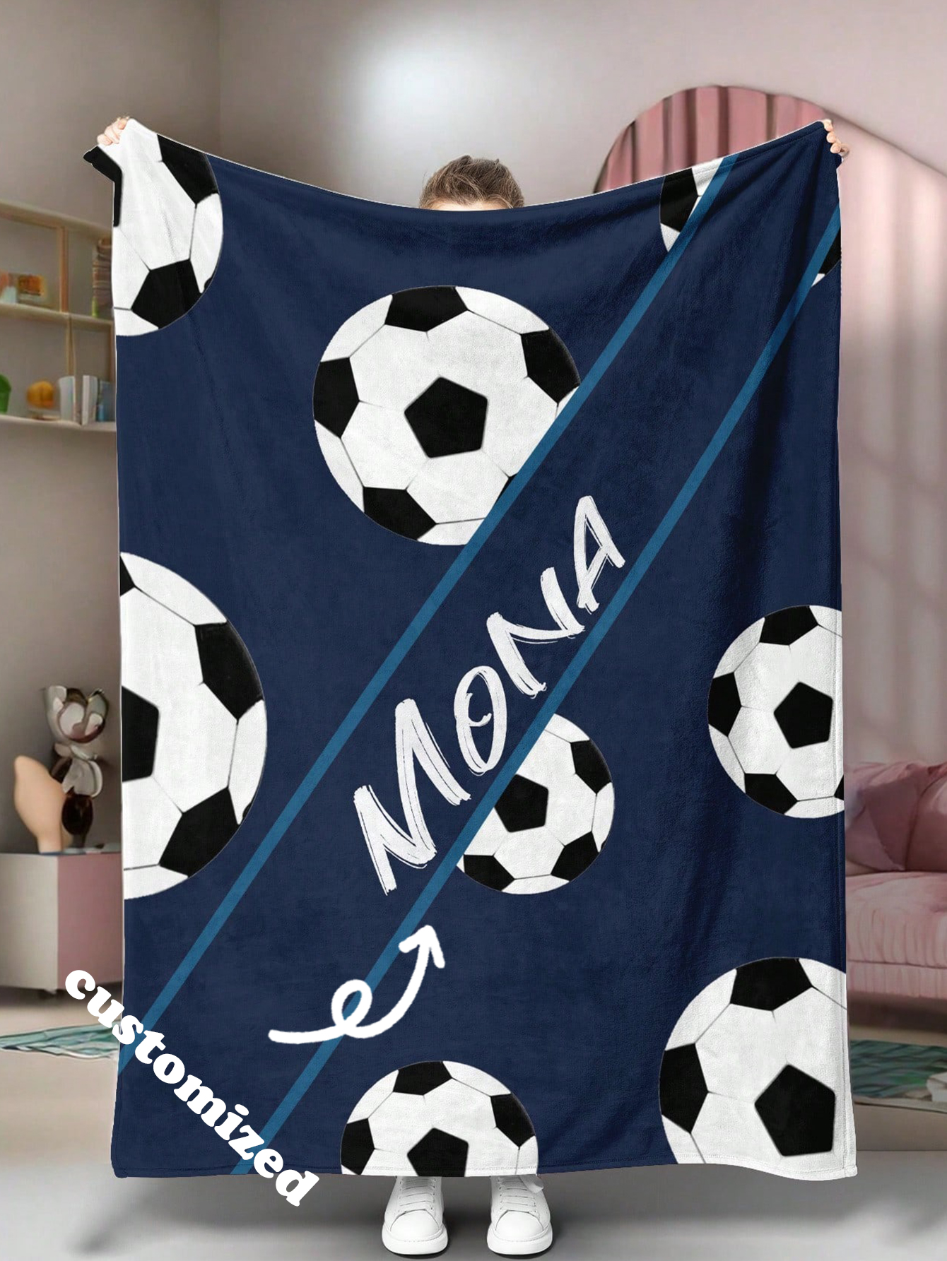 Customized Motto Blanket – Personalized Gift for Football Enthusiasts