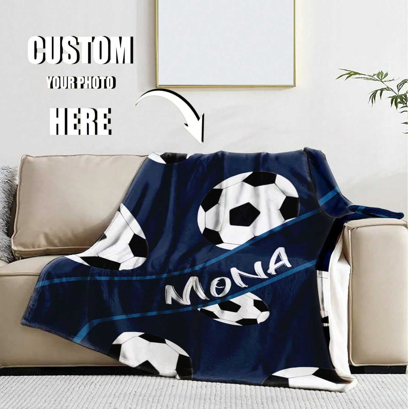 Customized Motto Blanket – Personalized Gift for Football Enthusiasts